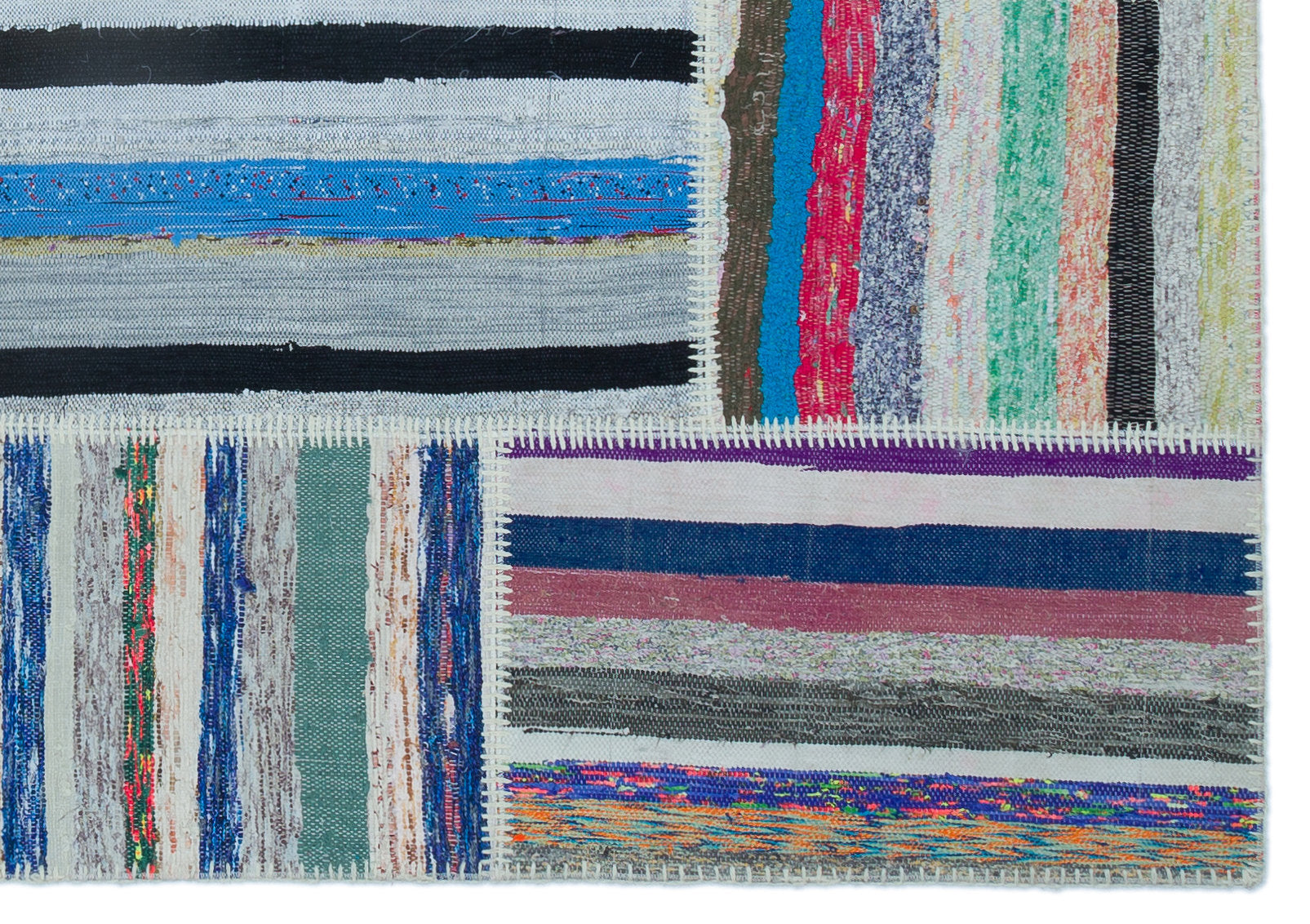 Striped Over Dyed Kilim Patchwork Unique Rug 5'3'' x 7'5'' ft 160 x 226 cm