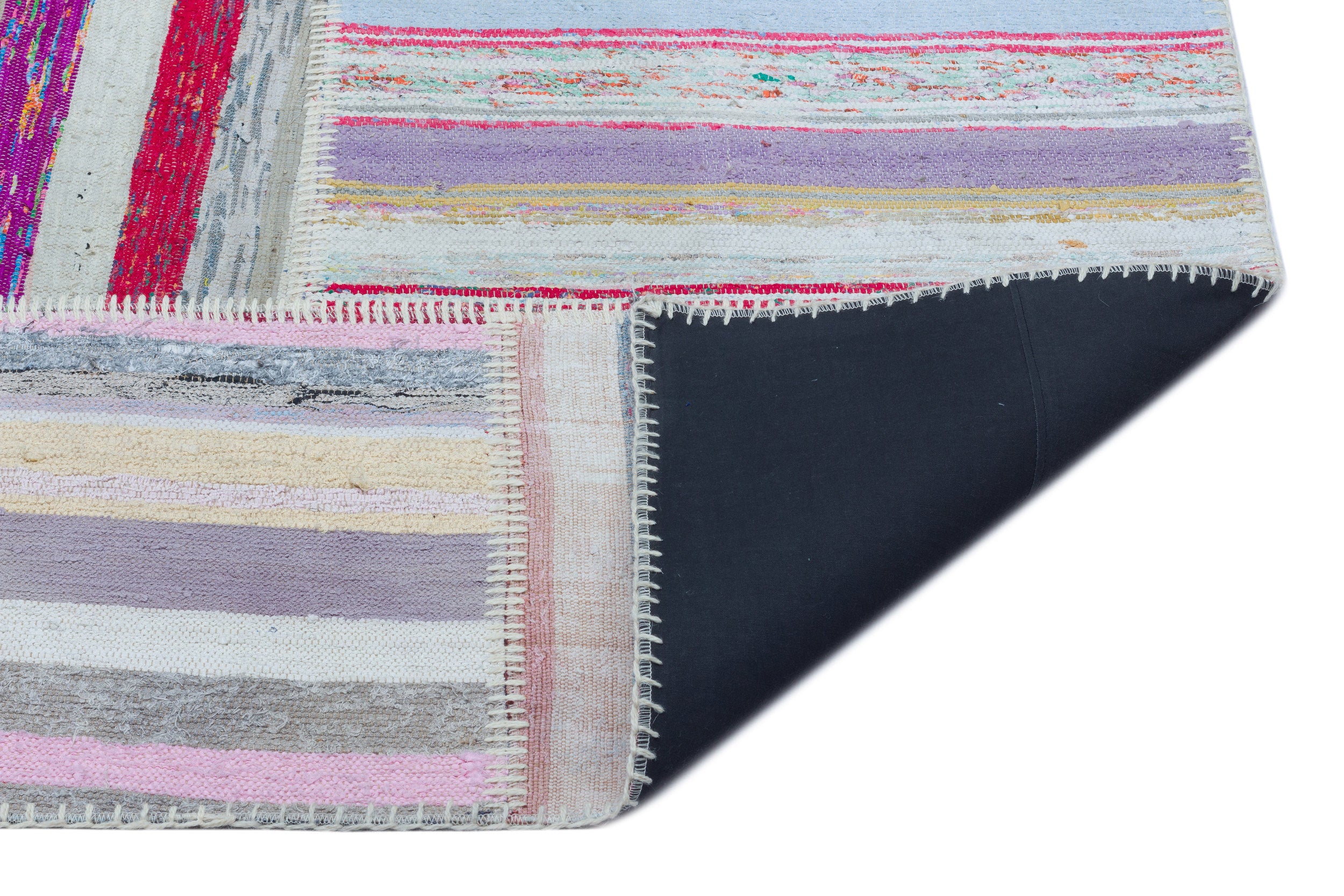 Striped Over Dyed Kilim Patchwork Unique Rug 5'3'' x 7'7'' ft 160 x 230 cm