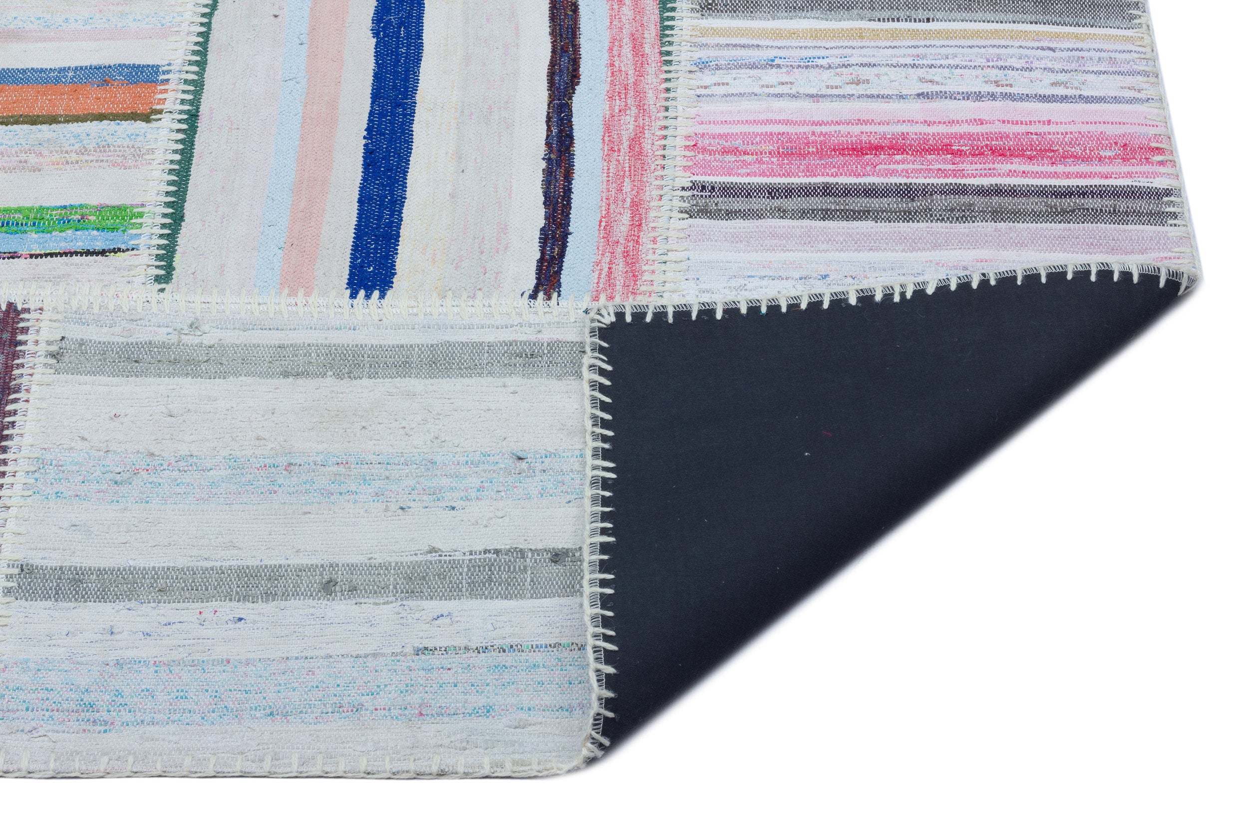 Striped Over Dyed Kilim Patchwork Unique Rug 5'3'' x 7'7'' ft 160 x 230 cm