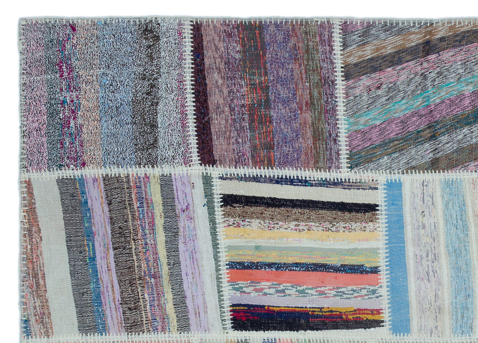 Striped Over Dyed Kilim Patchwork Unique Rug 5'3'' x 7'4'' ft 160 x 224 cm