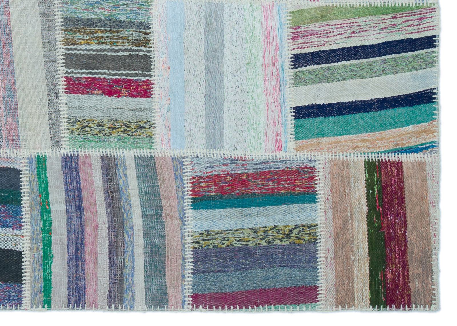 Striped Over Dyed Kilim Patchwork Unique Rug 5'3'' x 7'4'' ft 160 x 223 cm