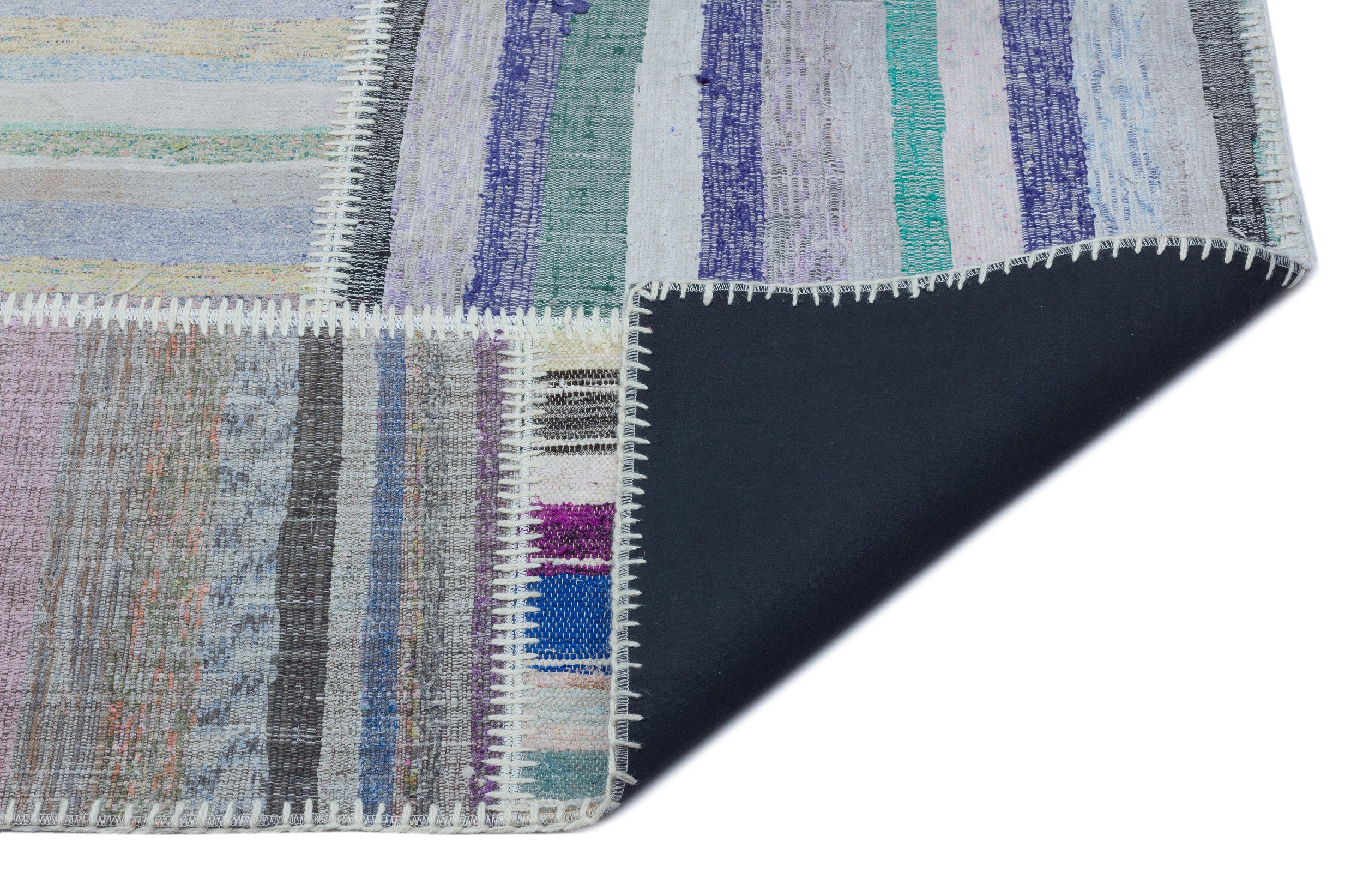 Striped Over Dyed Kilim Patchwork Unique Rug 5'3'' x 7'7'' ft 160 x 230 cm