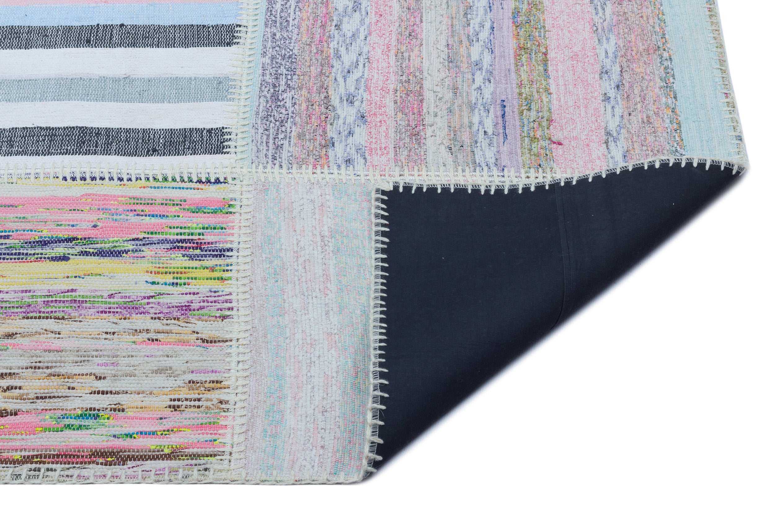 Striped Over Dyed Kilim Patchwork Unique Rug 5'3'' x 7'5'' ft 160 x 225 cm
