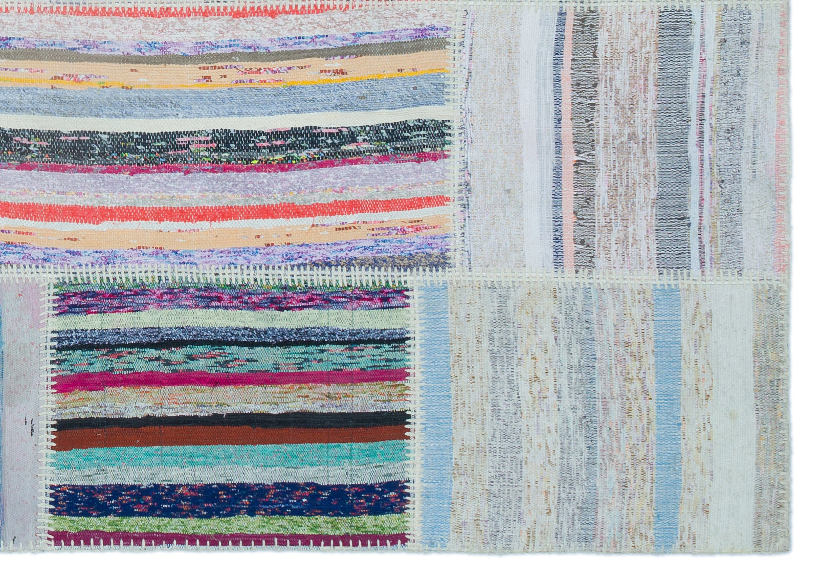 Striped Over Dyed Kilim Patchwork Unique Rug 5'3'' x 7'5'' ft 160 x 225 cm