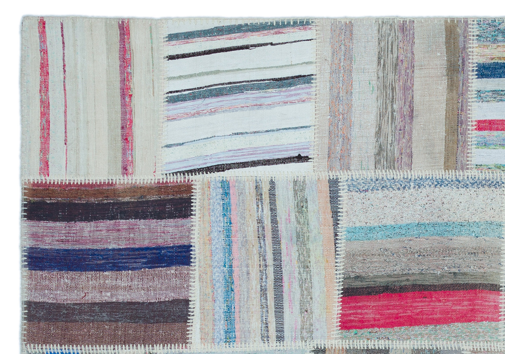 Striped Over Dyed Kilim Patchwork Unique Rug 5'3'' x 7'7'' ft 160 x 230 cm