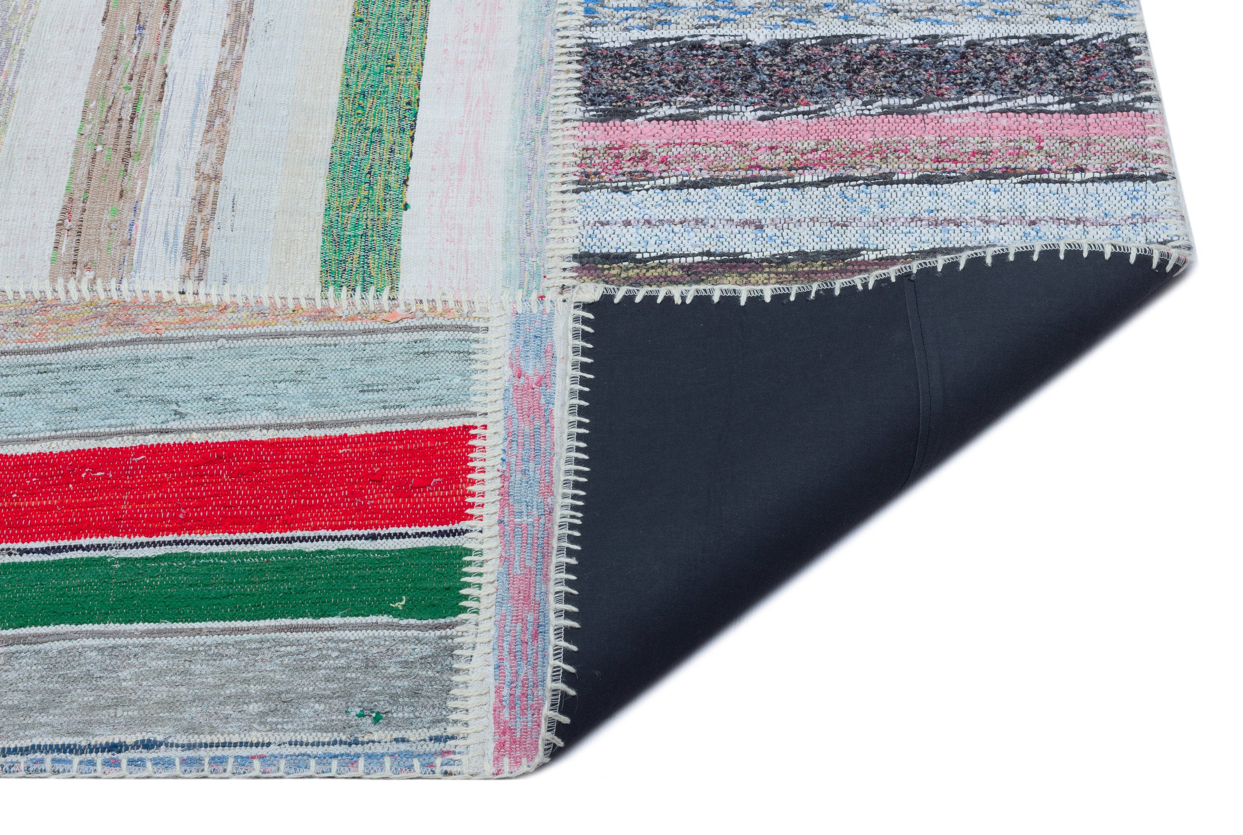 Striped Over Dyed Kilim Patchwork Unique Rug 5'3'' x 7'6'' ft 160 x 228 cm