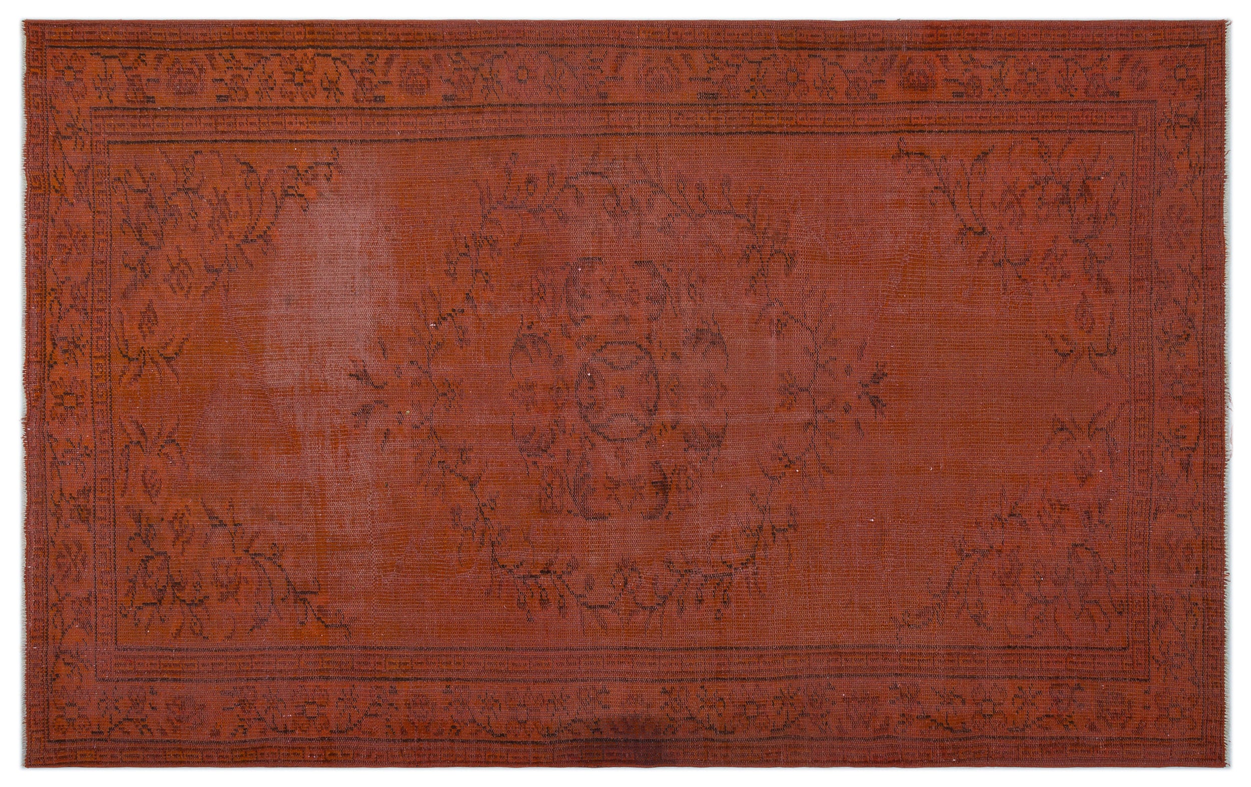 Orange Over Dyed Vintage Rug 5'4'' x 8'8'' ft 163 x 265 cm