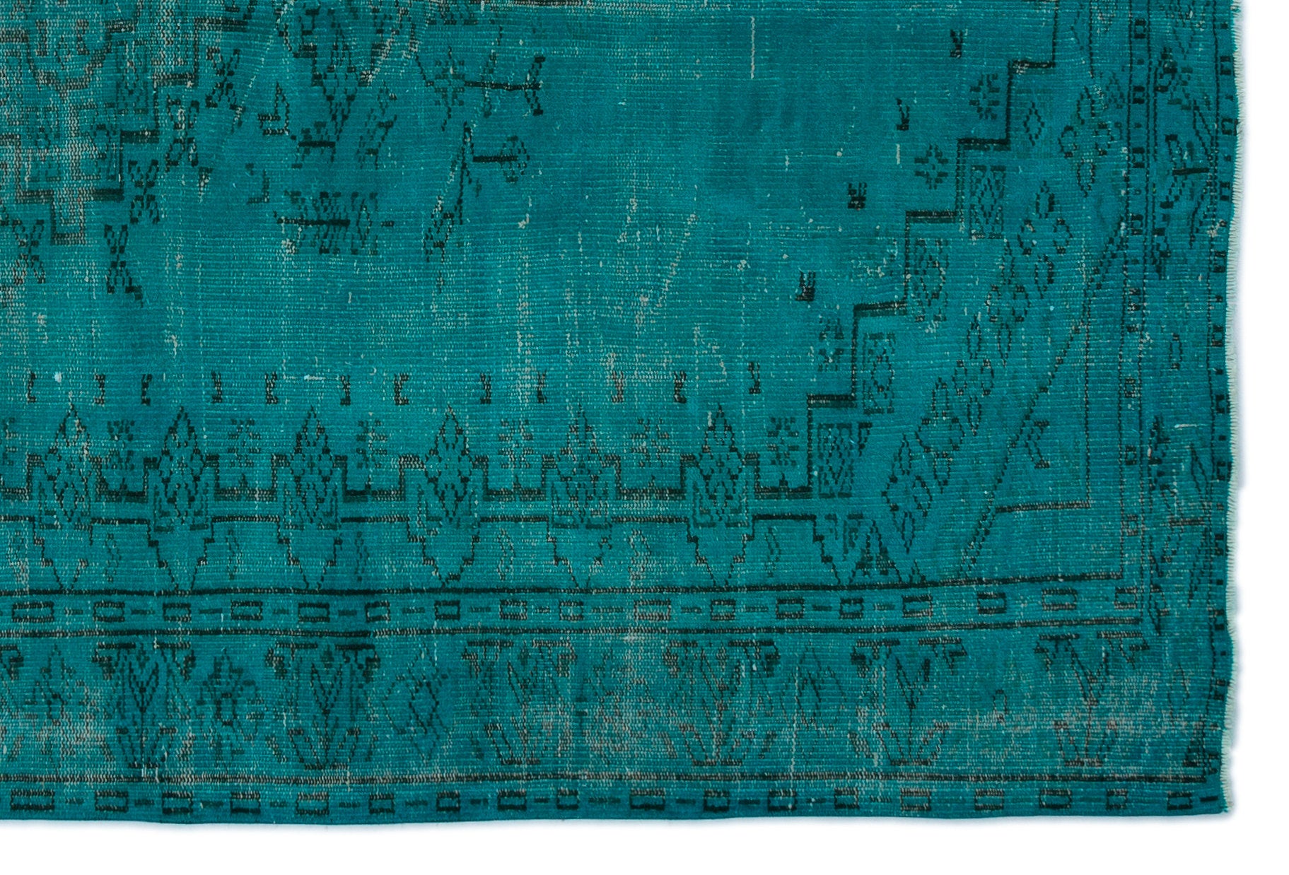 Turquoise Over Dyed Vintage Rug 5'8'' x 8'6'' ft 173 x 258 cm