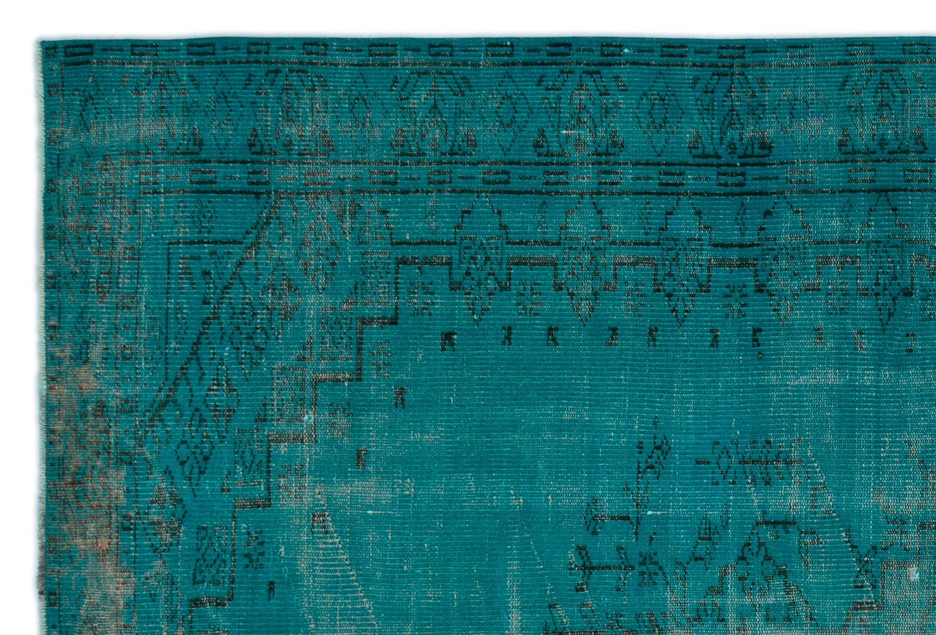 Turquoise Over Dyed Vintage Rug 5'8'' x 8'6'' ft 173 x 258 cm