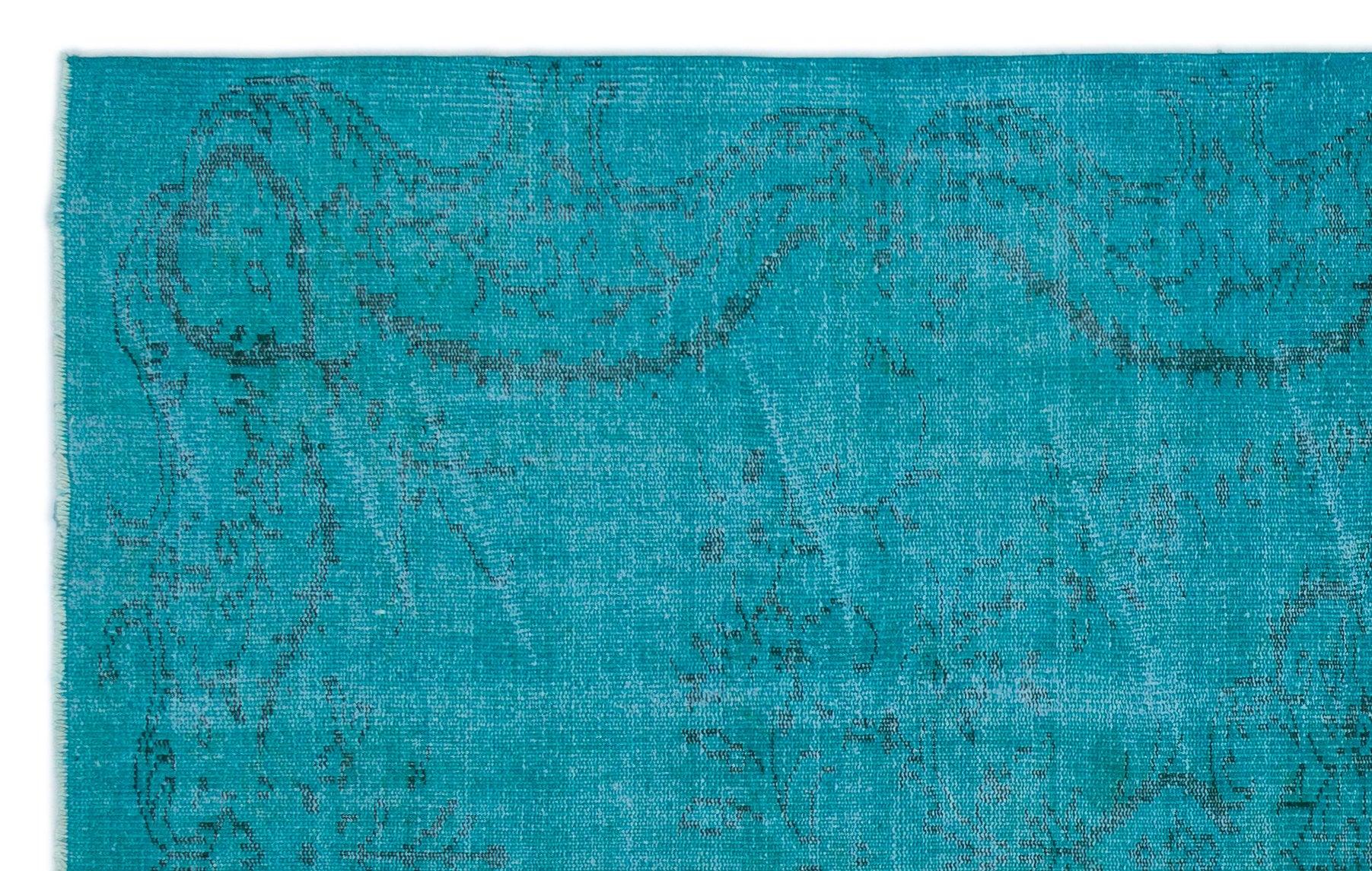 Turquoise Over Dyed Vintage Rug 5'2'' x 8'4'' ft 158 x 255 cm