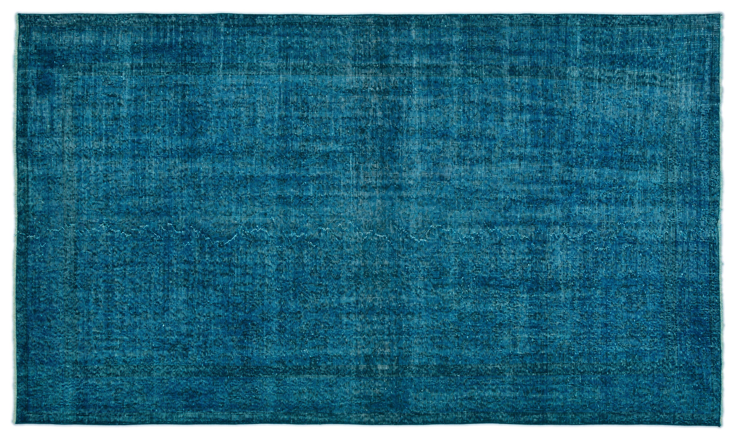 Turquoise Over Dyed Vintage Rug 5'4'' x 9'1'' ft 162 x 276 cm