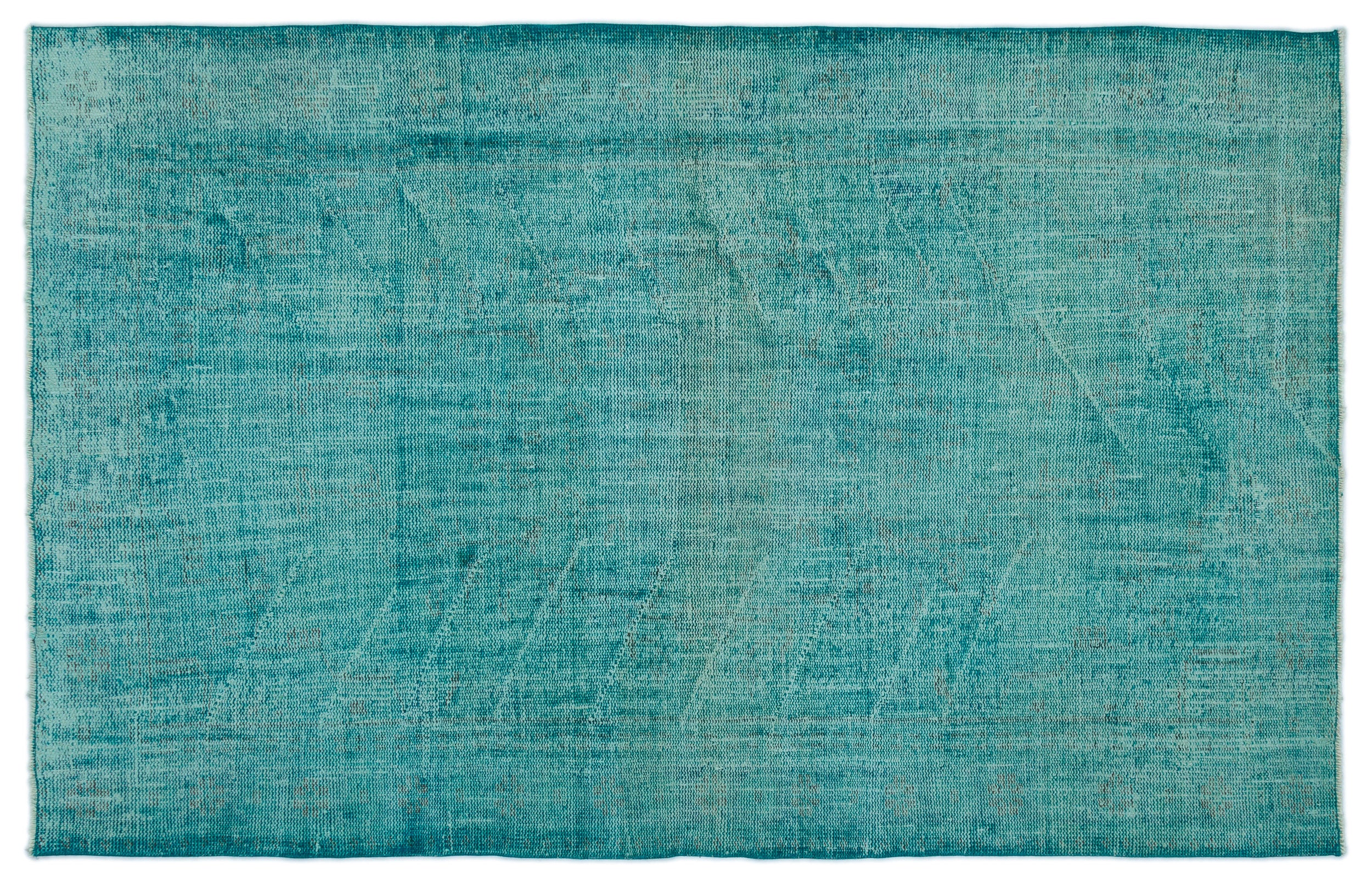 Turquoise Over Dyed Vintage Rug 5'4'' x 8'4'' ft 162 x 255 cm