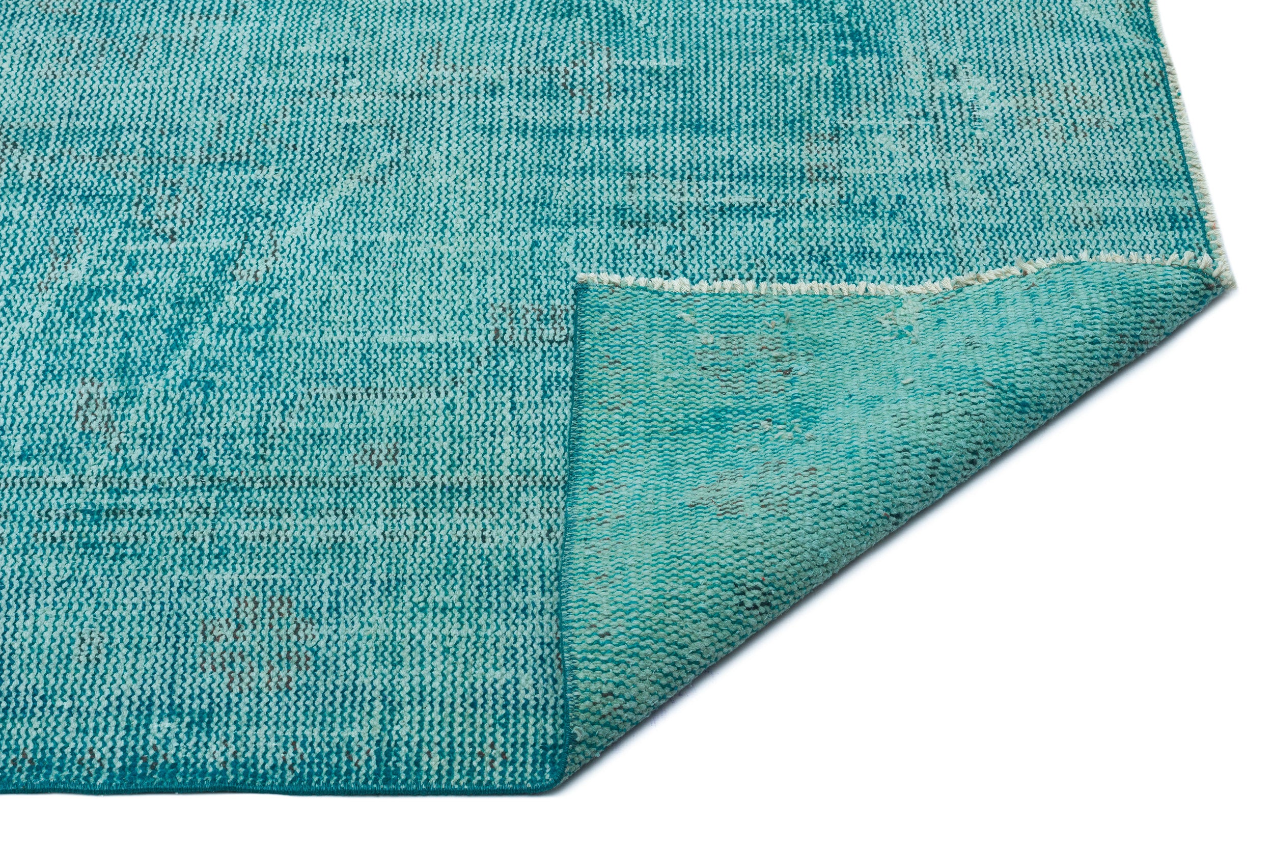 Turquoise Over Dyed Vintage Rug 5'4'' x 8'4'' ft 162 x 255 cm