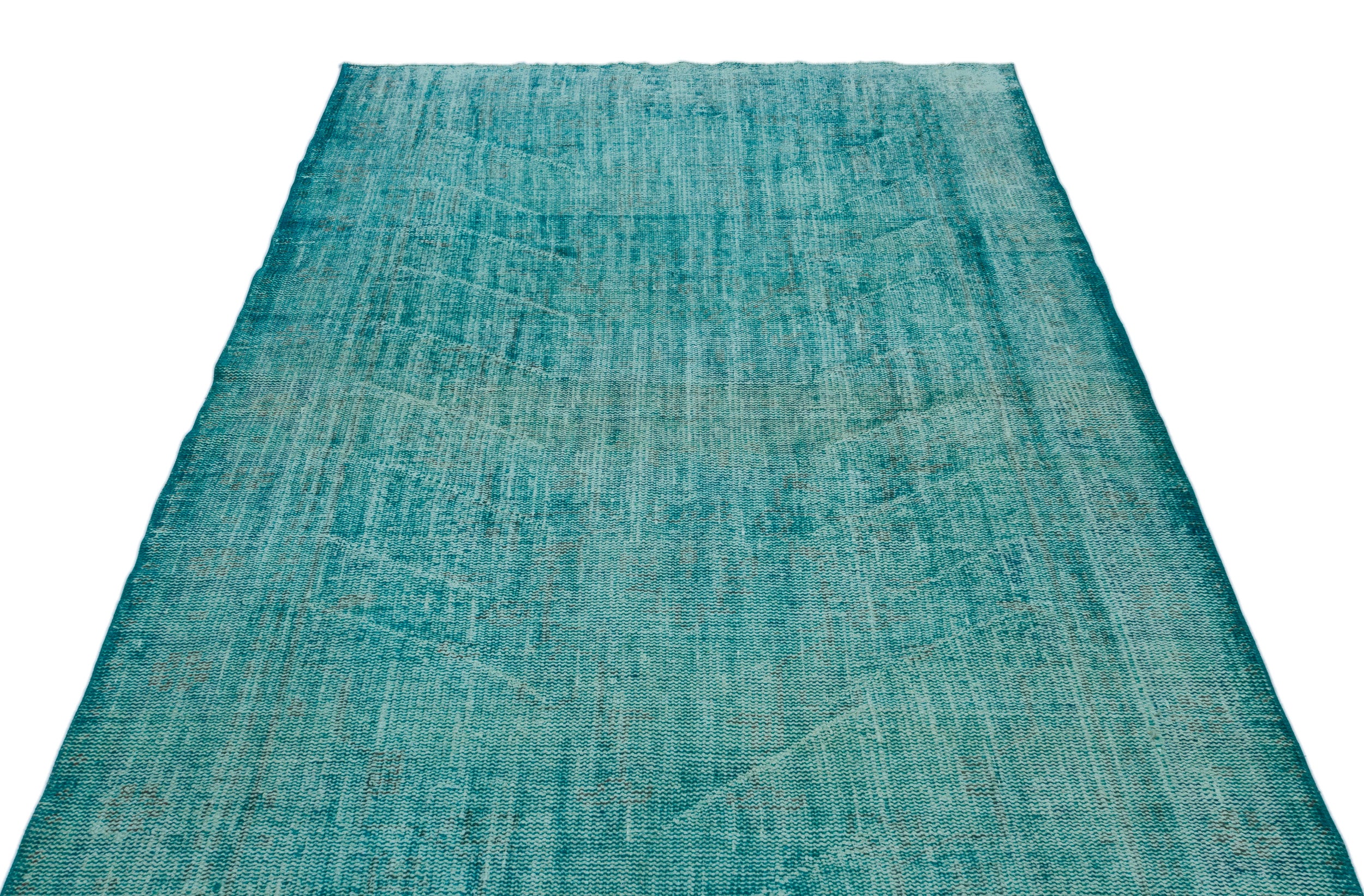 Turquoise Over Dyed Vintage Rug 5'4'' x 8'4'' ft 162 x 255 cm
