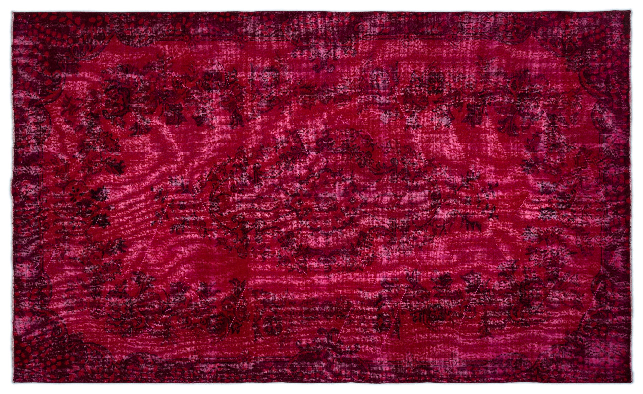 Red Over Dyed Vintage Rug 5'9'' x 9'7'' ft 175 x 292 cm