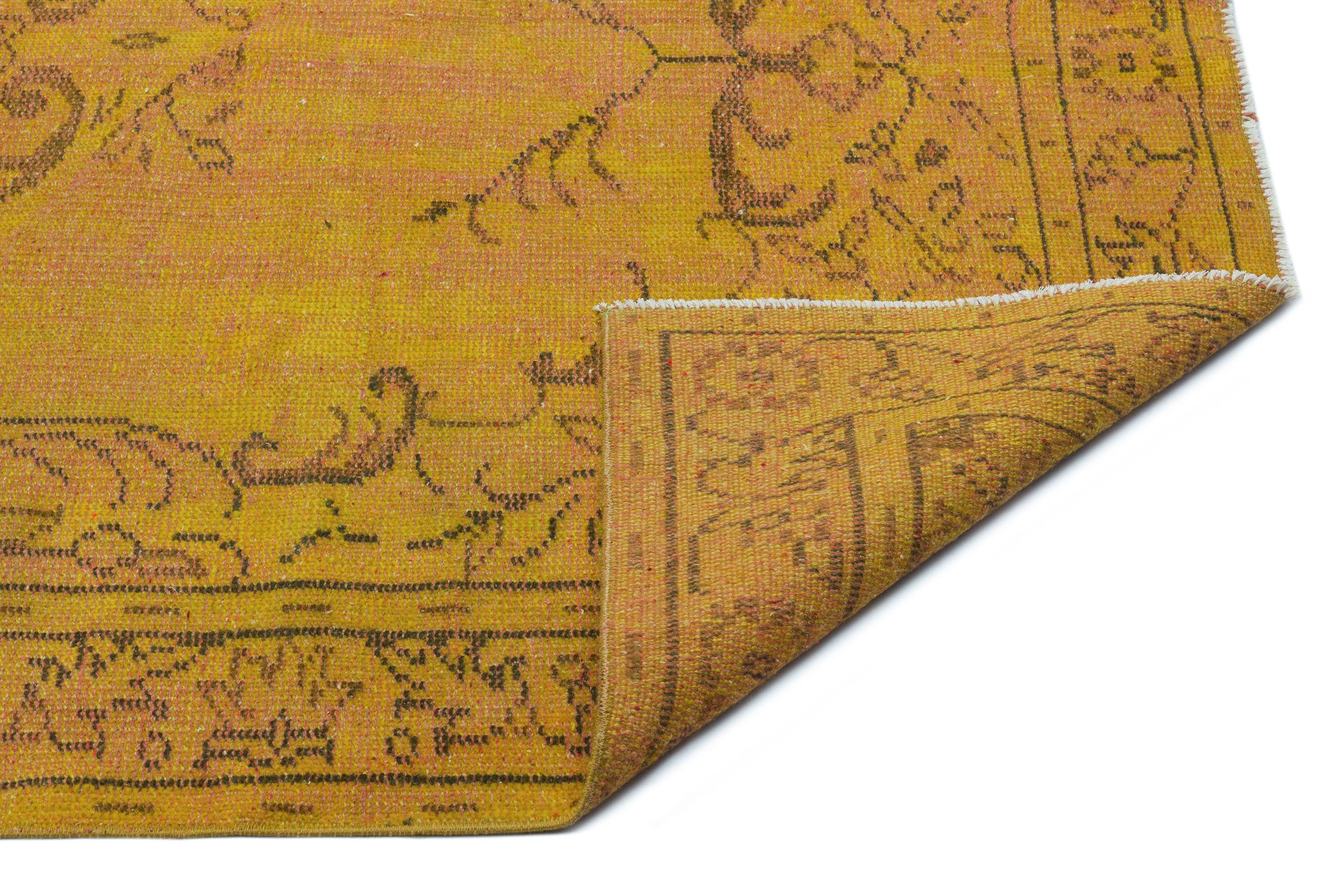 Yellow Over Dyed Vintage Rug 4'11'' x 8'12'' ft 151 x 274 cm