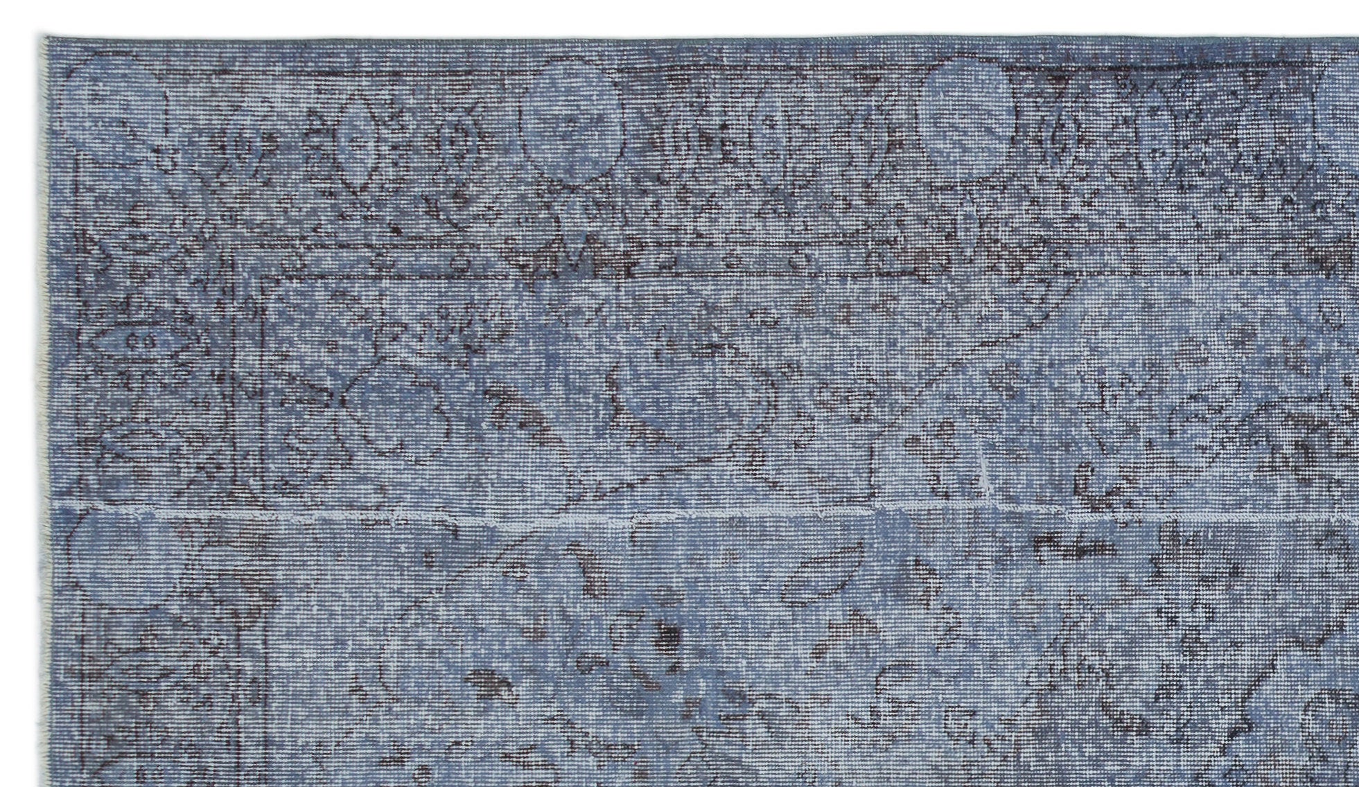 Blue Over Dyed Vintage Rug 5'2'' x 9'1'' ft 158 x 277 cm