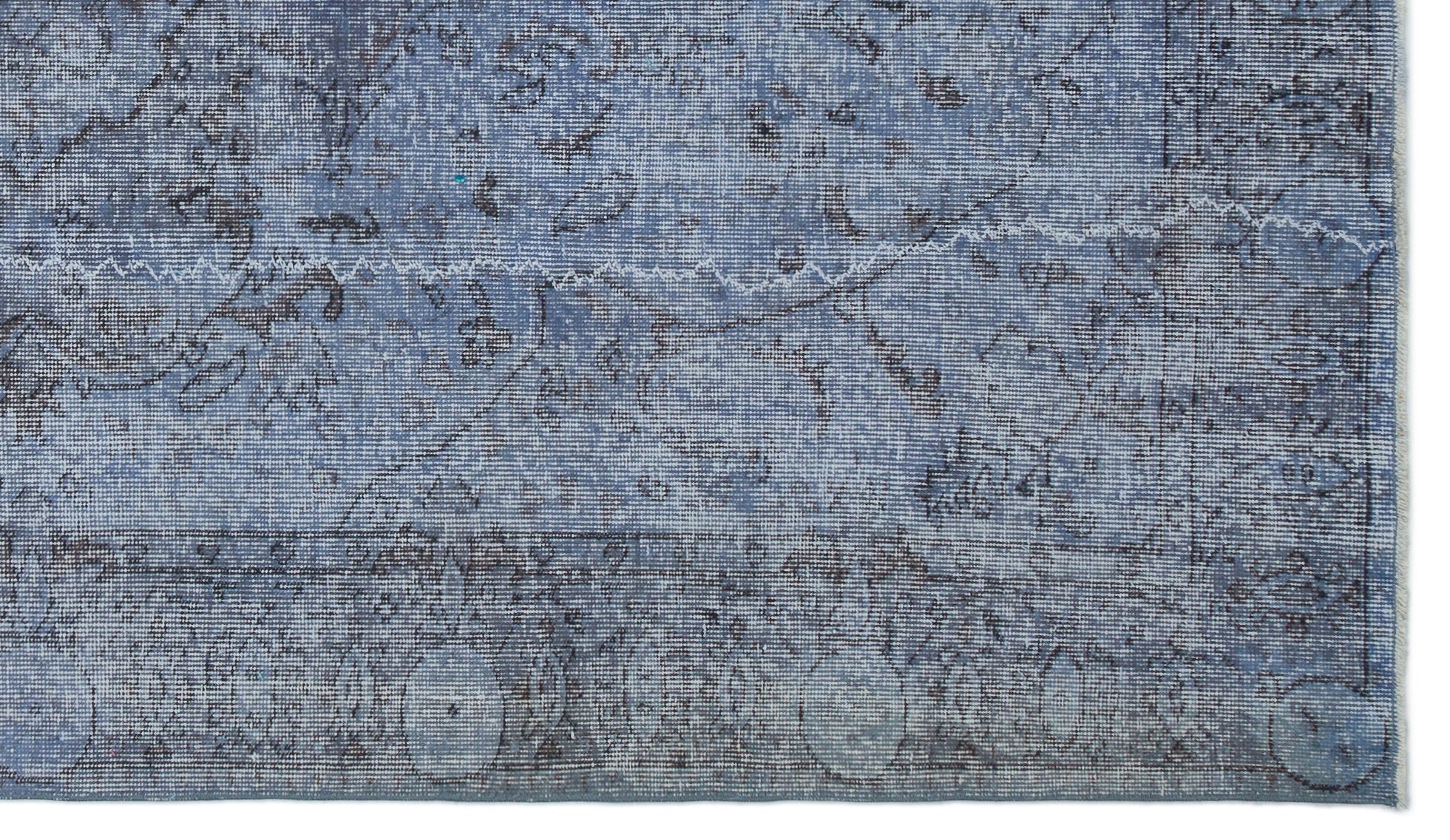 Blue Over Dyed Vintage Rug 5'2'' x 9'1'' ft 158 x 277 cm