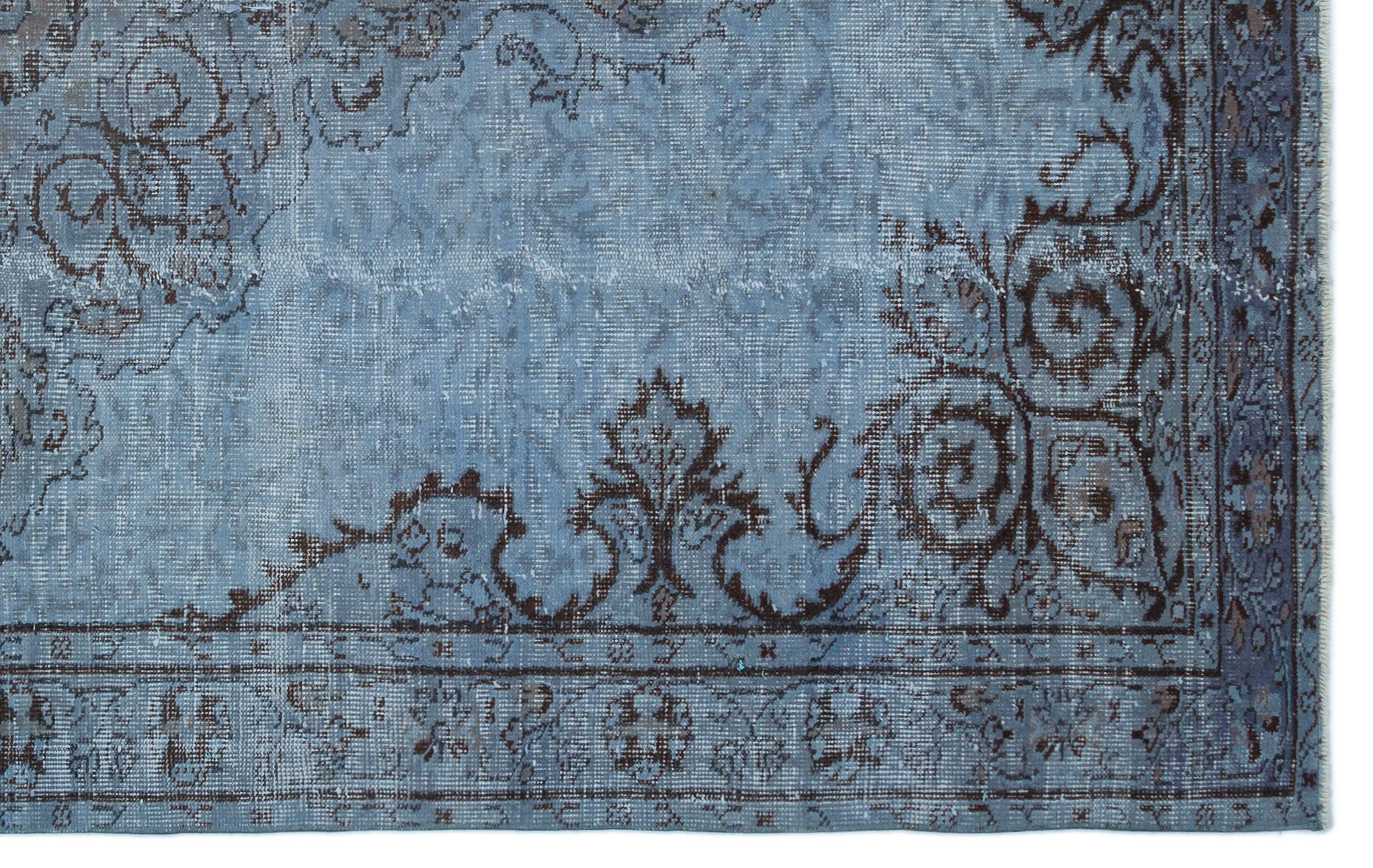 Blue Over Dyed Vintage Rug 5'5'' x 8'8'' ft 165 x 263 cm