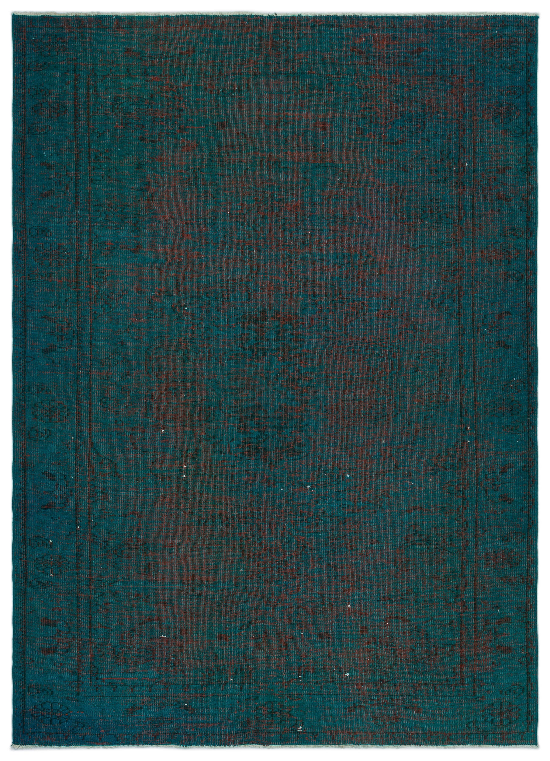 Turquoise Over Dyed Vintage Rug 5'11'' x 8'6'' ft 181 x 260 cm