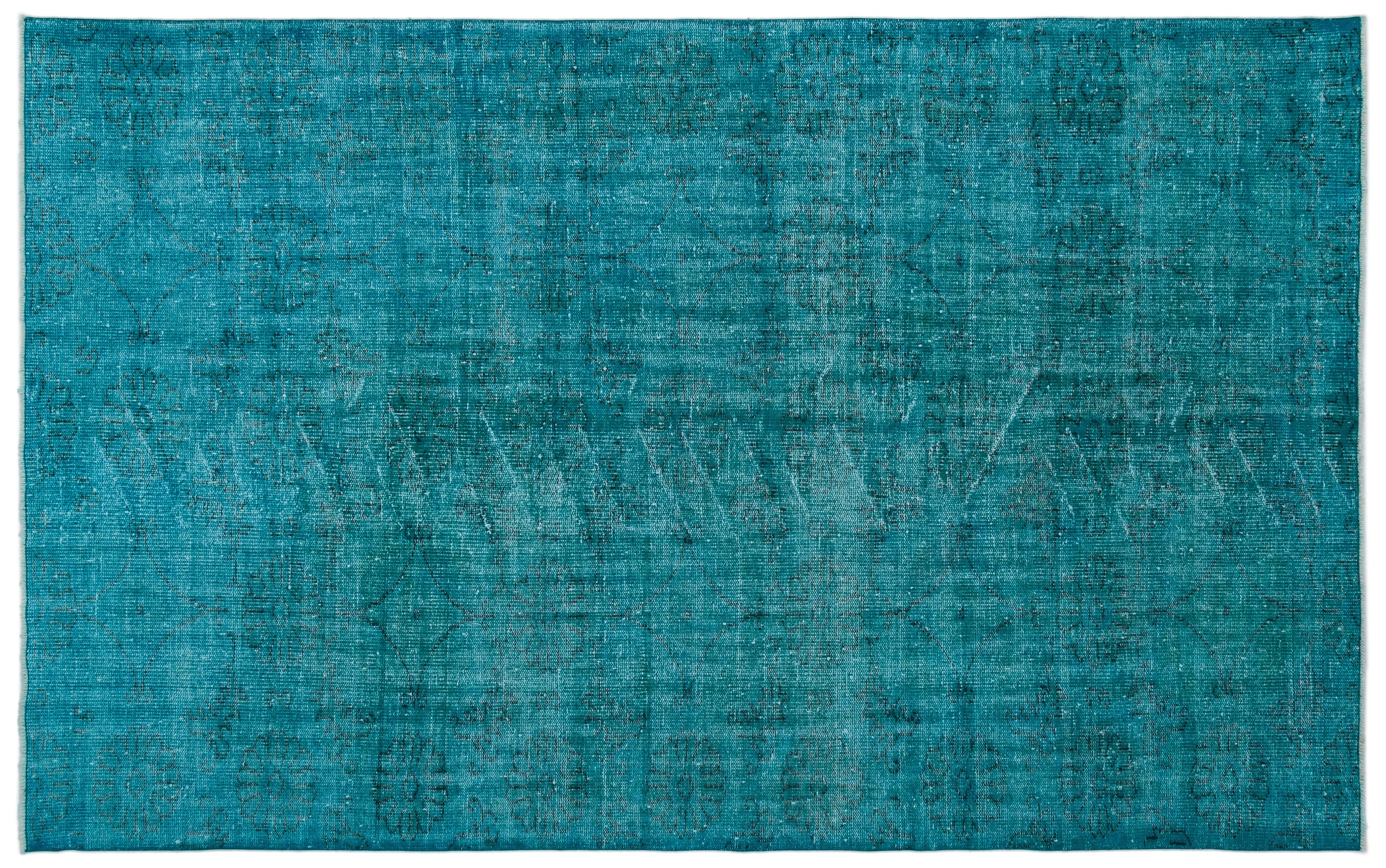 Turquoise Over Dyed Vintage Rug 6'2'' x 9'10'' ft 189 x 300 cm