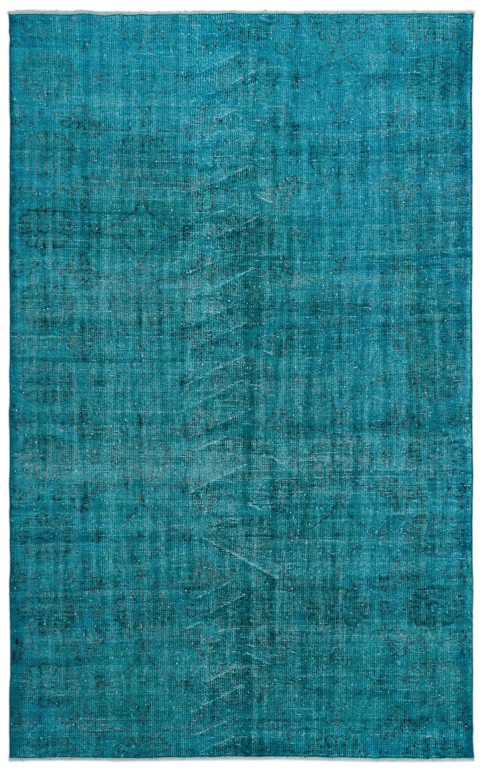 Turquoise Over Dyed Vintage Rug 6'2'' x 9'10'' ft 189 x 300 cm