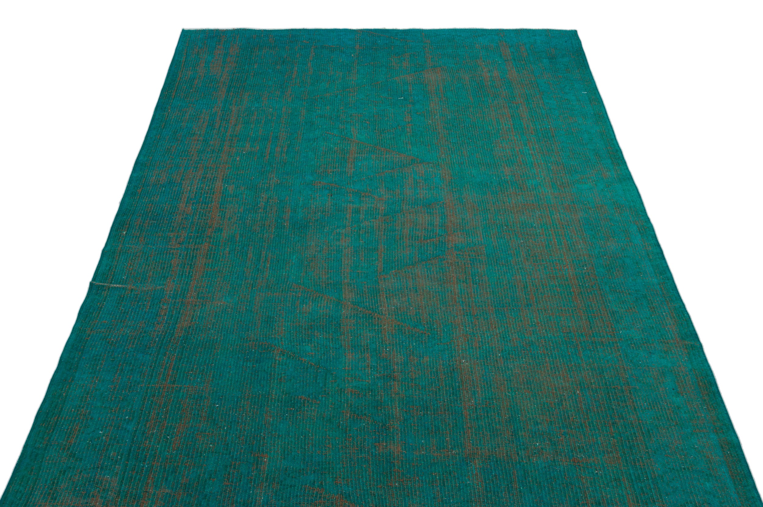 Turquoise Over Dyed Vintage Rug 5'0'' x 8'6'' ft 153 x 258 cm