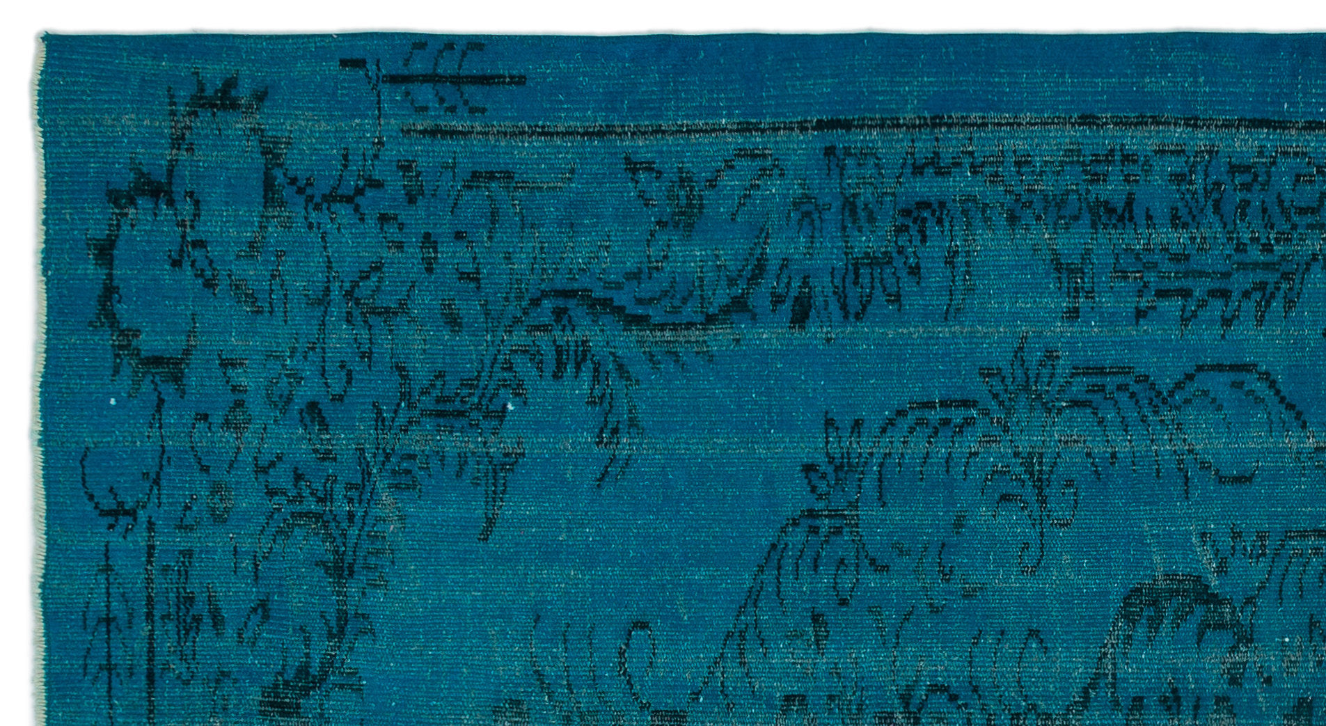 Turquoise Over Dyed Vintage Rug 4'9'' x 8'9'' ft 144 x 266 cm