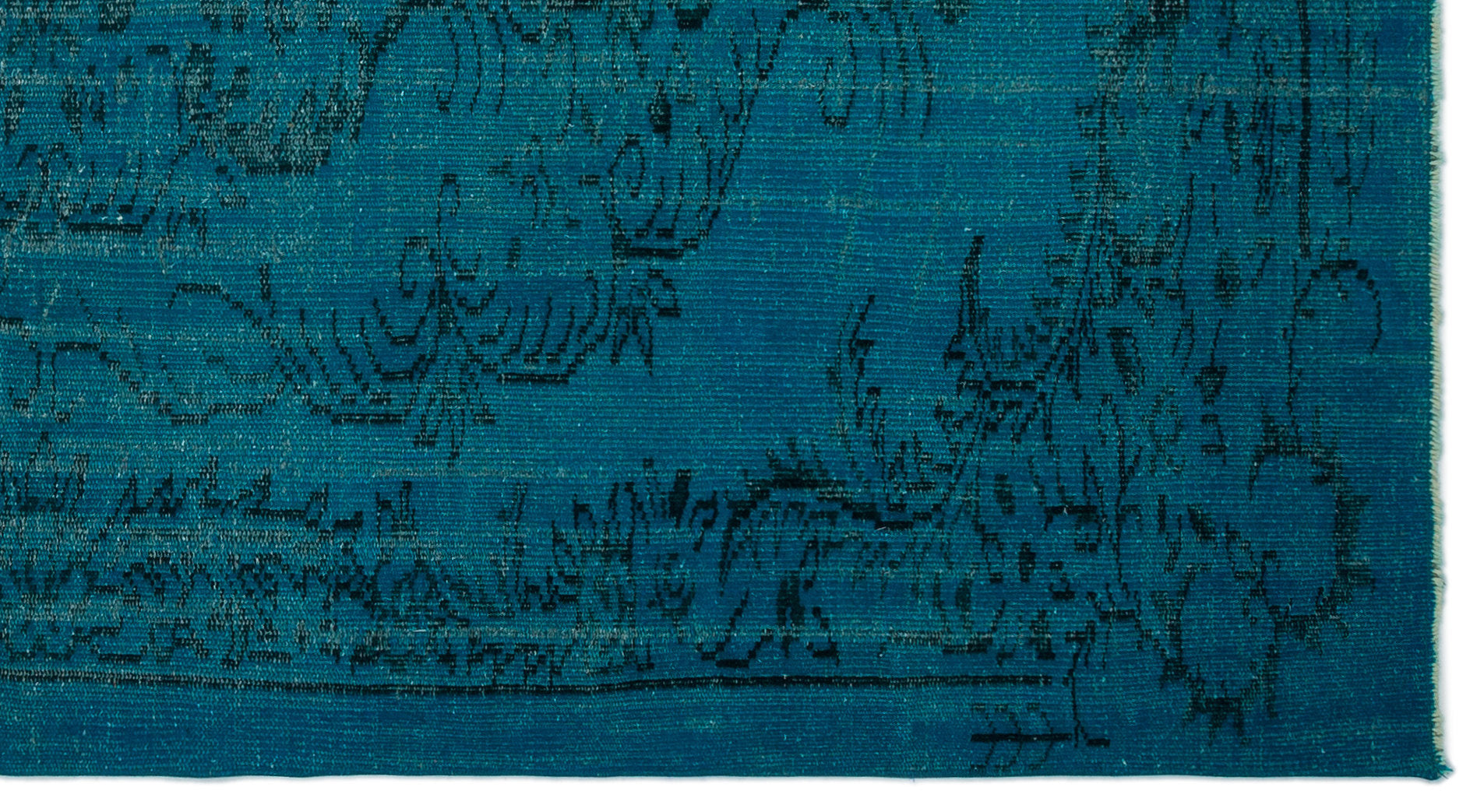 Turquoise Over Dyed Vintage Rug 4'9'' x 8'9'' ft 144 x 266 cm
