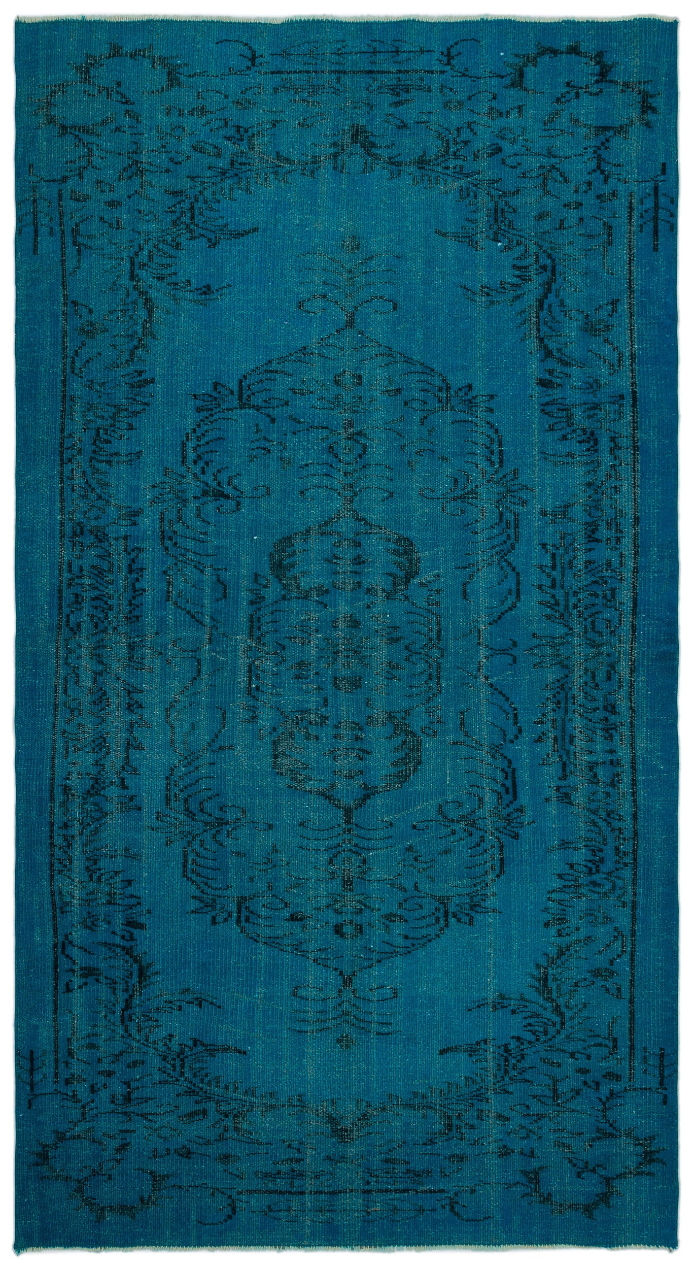 Turquoise Over Dyed Vintage Rug 4'9'' x 8'9'' ft 144 x 266 cm