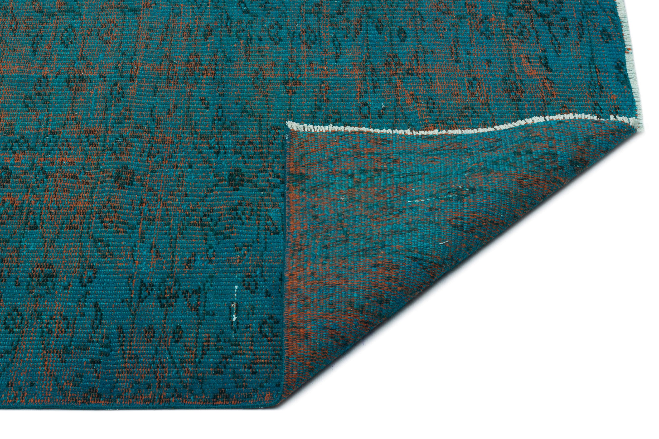 Turquoise Over Dyed Vintage Rug 5'2'' x 7'11'' ft 158 x 241 cm