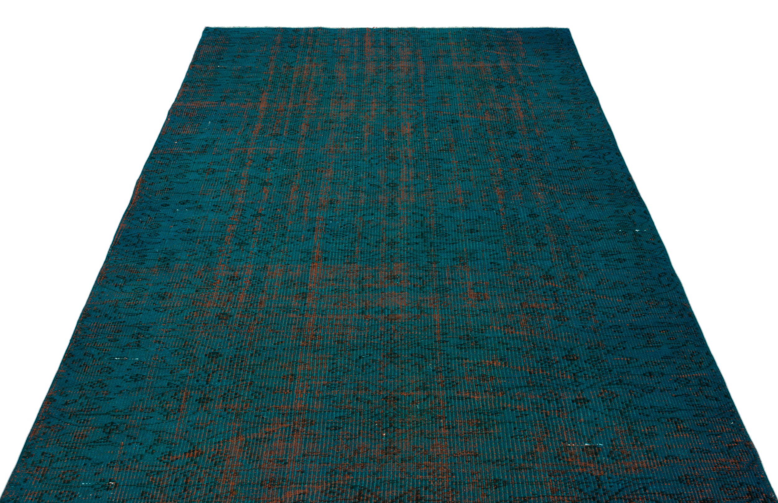 Turquoise Over Dyed Vintage Rug 5'2'' x 7'11'' ft 158 x 241 cm