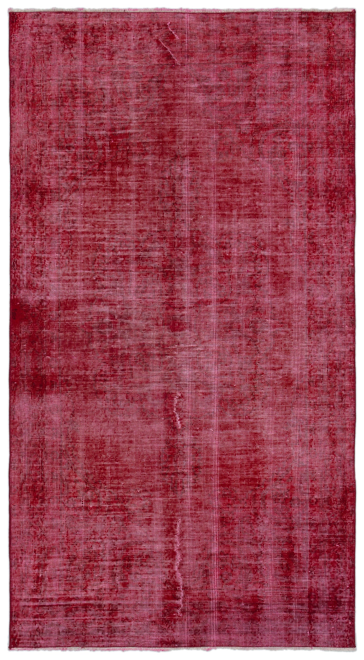 Red Over Dyed Vintage Rug 3'8'' x 6'10'' ft 112 x 208 cm