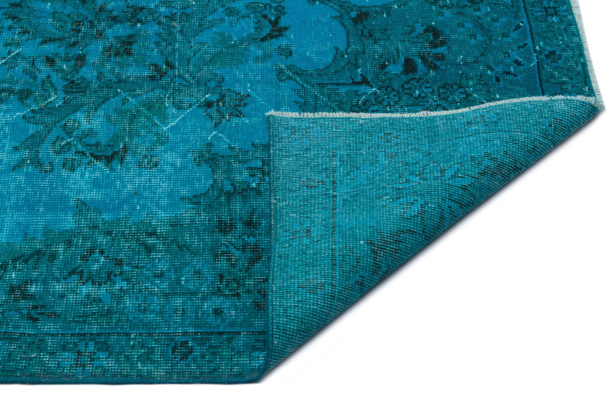 Turquoise Over Dyed Vintage Rug 7'2'' x 10'11'' ft 218 x 333 cm