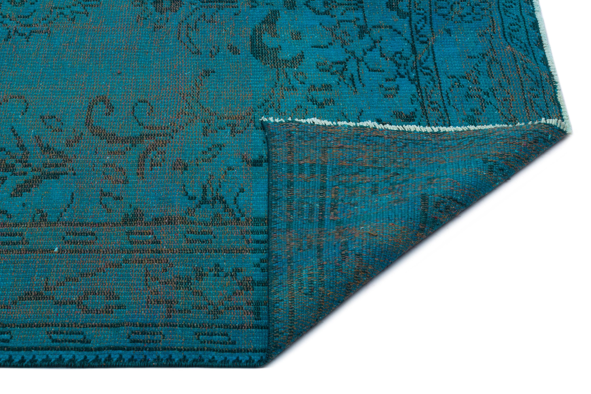 Turquoise Over Dyed Vintage Rug 5'2'' x 8'4'' ft 157 x 253 cm