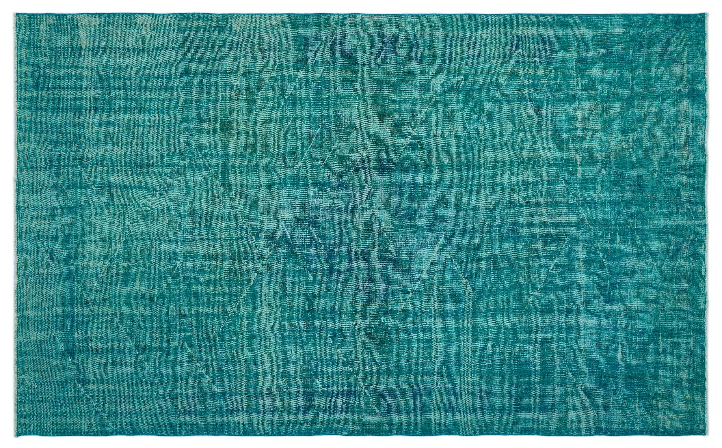 Turquoise Over Dyed Vintage Rug 6'2'' x 9'9'' ft 187 x 298 cm