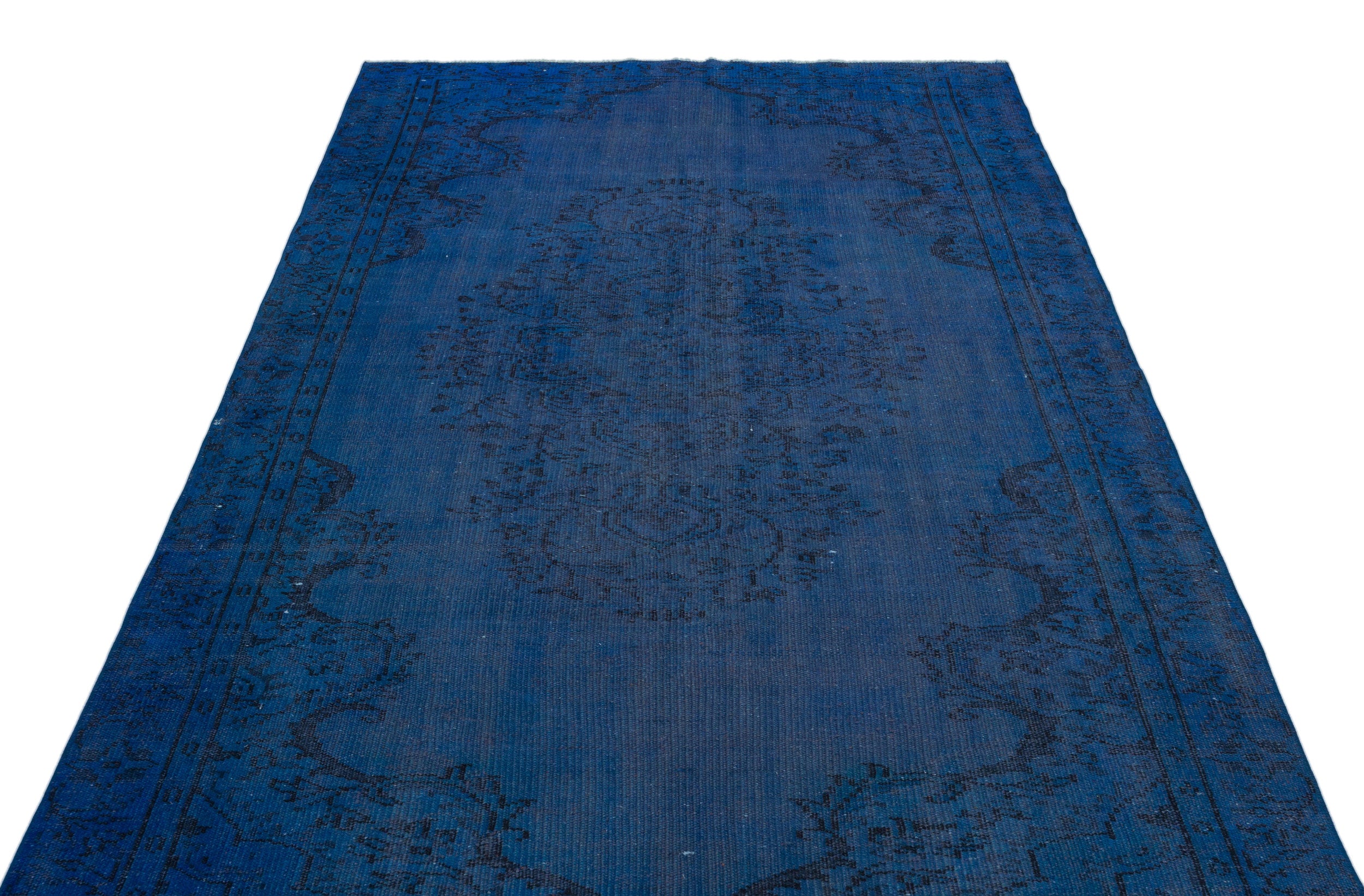 Blue Over Dyed Vintage Rug 5'3'' x 8'4'' ft 160 x 255 cm