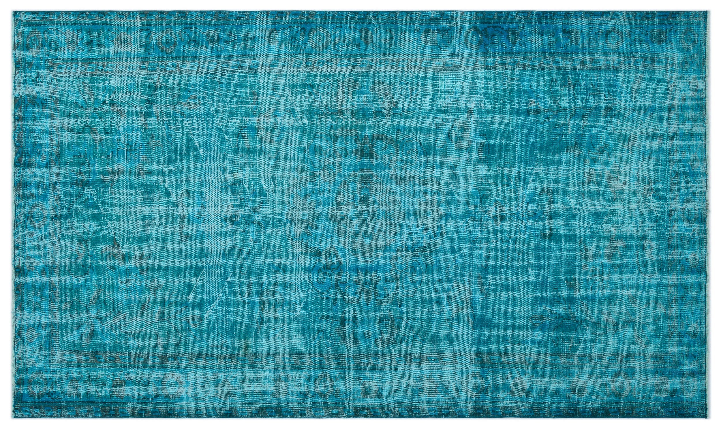 Turquoise Over Dyed Vintage Rug 5'1'' x 8'10'' ft 156 x 268 cm