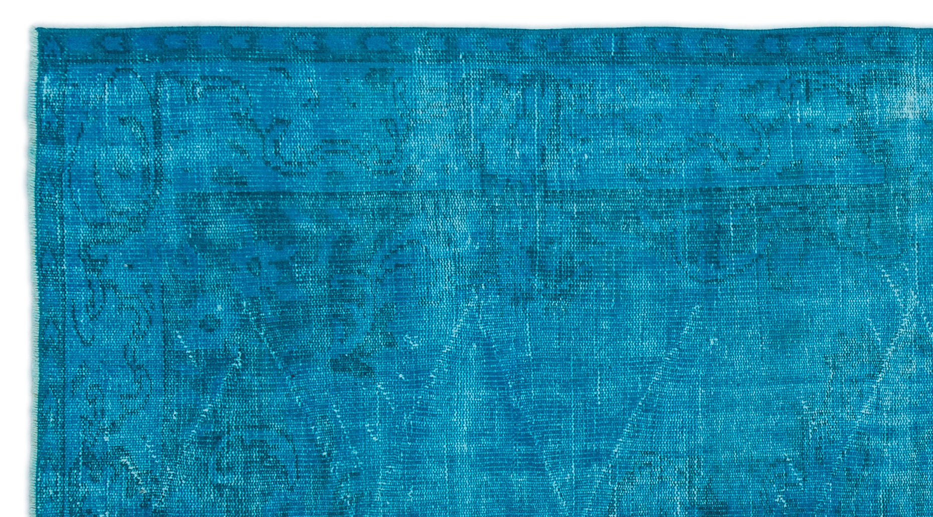 Turquoise Over Dyed Vintage Rug 4'9'' x 8'8'' ft 145 x 265 cm