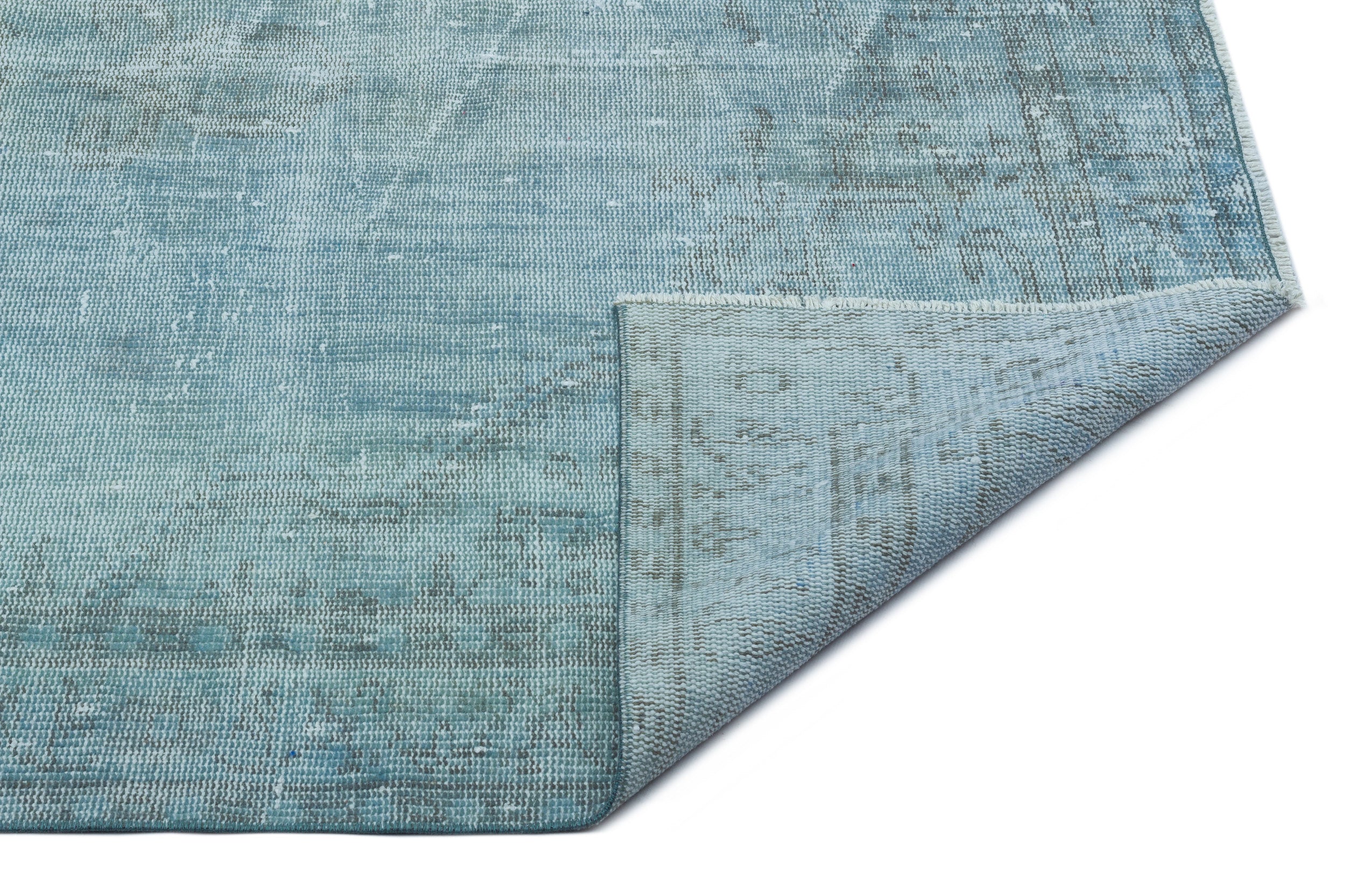 Turquoise Over Dyed Vintage Rug 4'11'' x 8'2'' ft 150 x 250 cm