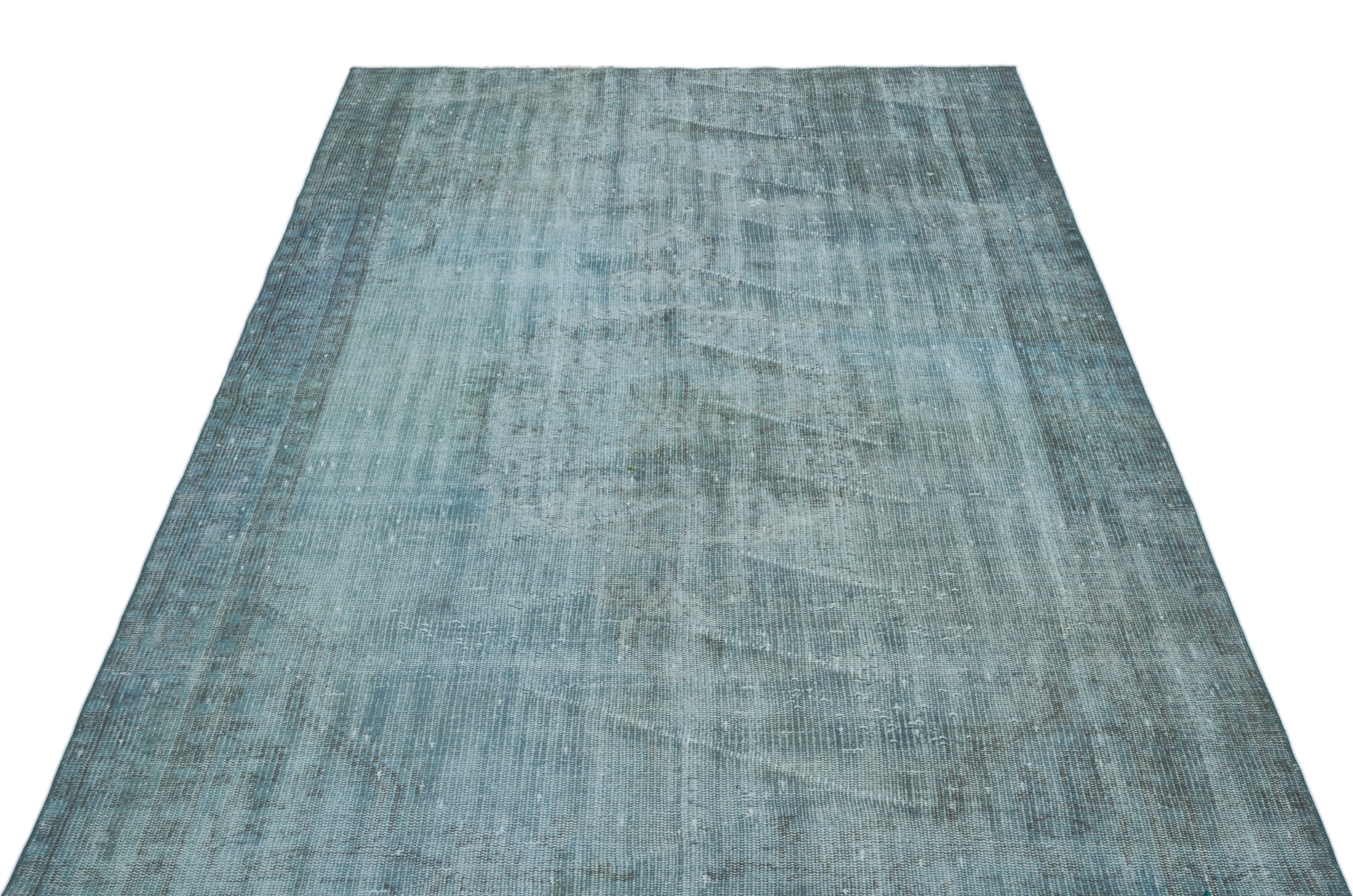 Turquoise Over Dyed Vintage Rug 4'11'' x 8'2'' ft 150 x 250 cm
