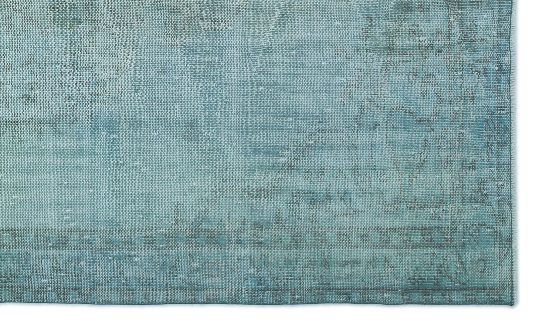 Turquoise Over Dyed Vintage Rug 4'11'' x 8'2'' ft 150 x 250 cm