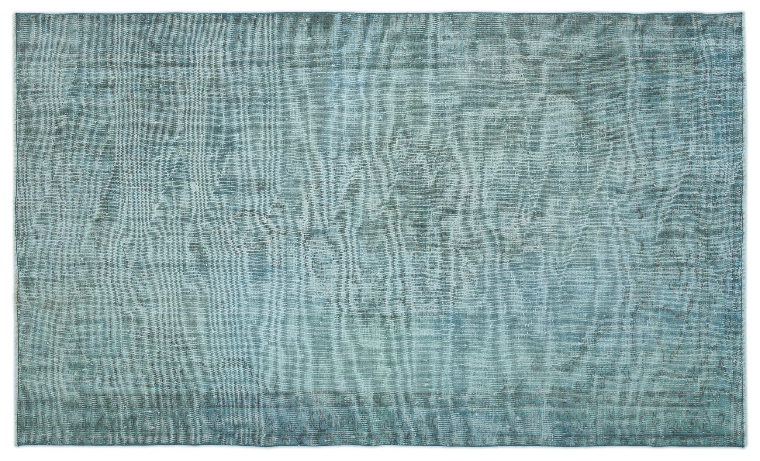 Turquoise Over Dyed Vintage Rug 4'11'' x 8'2'' ft 150 x 250 cm