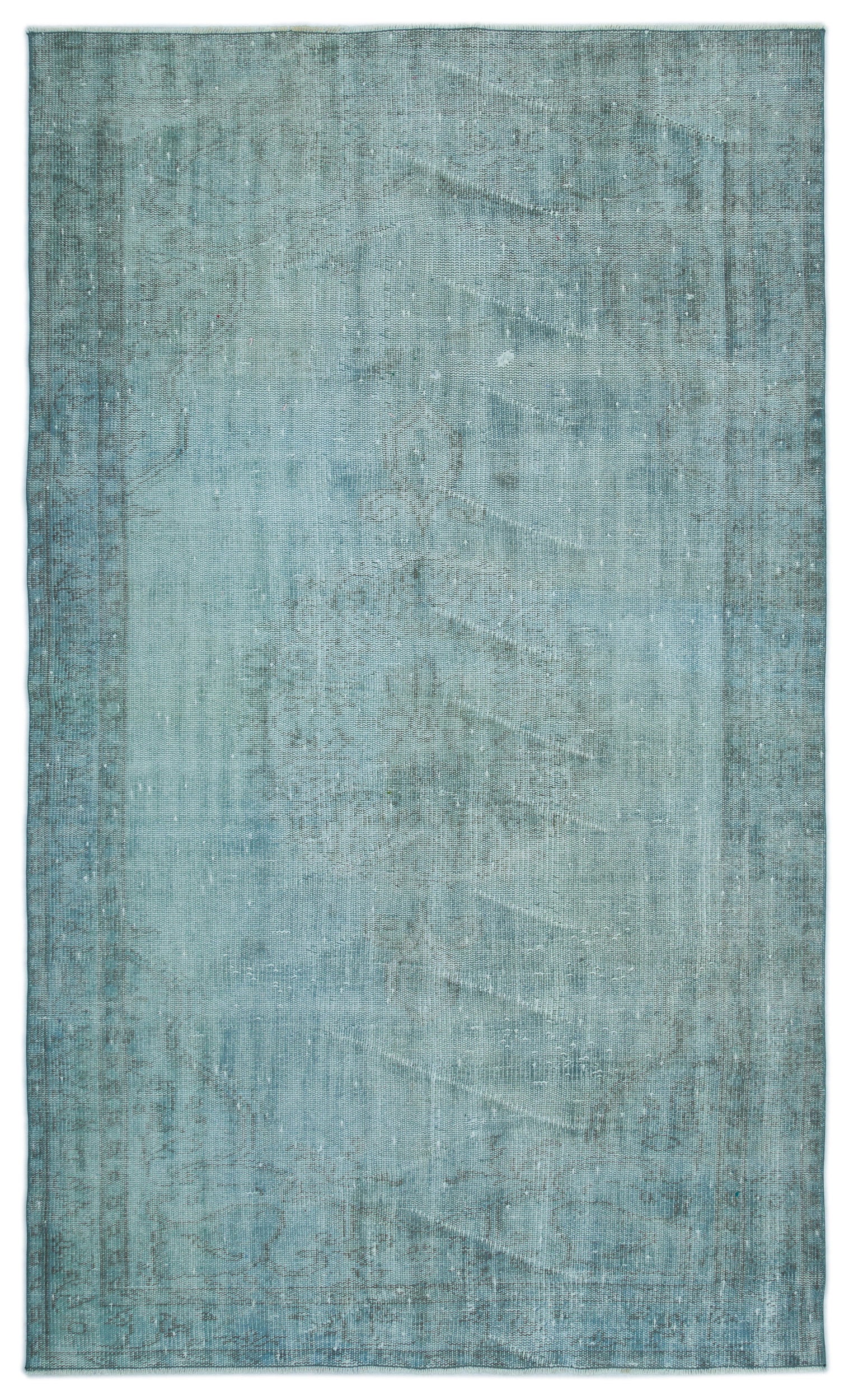 Turquoise Over Dyed Vintage Rug 4'11'' x 8'2'' ft 150 x 250 cm