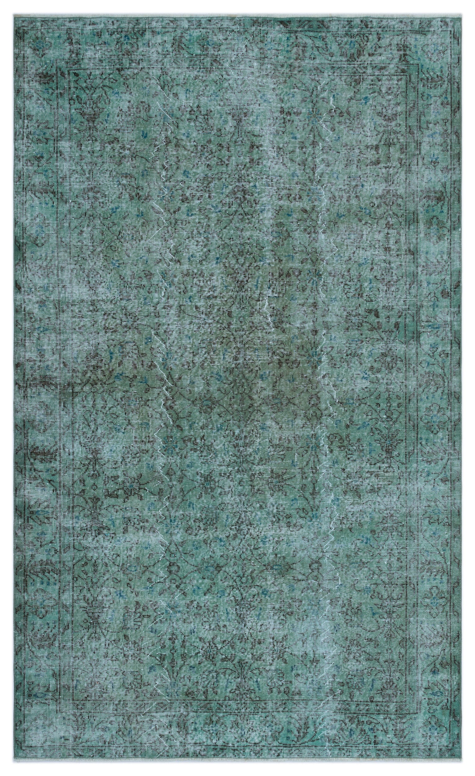 Turquoise Over Dyed Vintage Rug 5'3'' x 8'9'' ft 159 x 266 cm