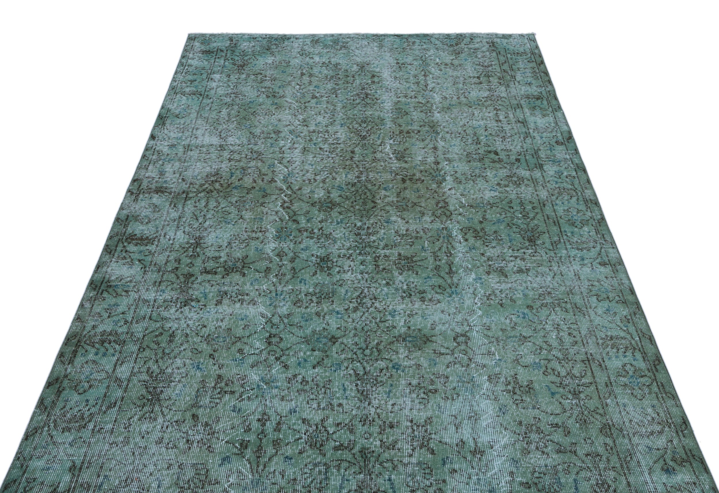 Turquoise Over Dyed Vintage Rug 5'3'' x 8'9'' ft 159 x 266 cm