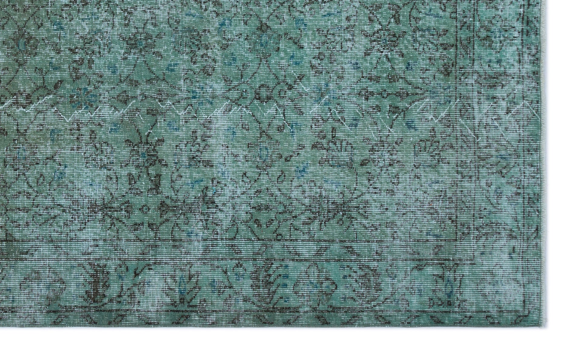 Turquoise Over Dyed Vintage Rug 5'3'' x 8'9'' ft 159 x 266 cm