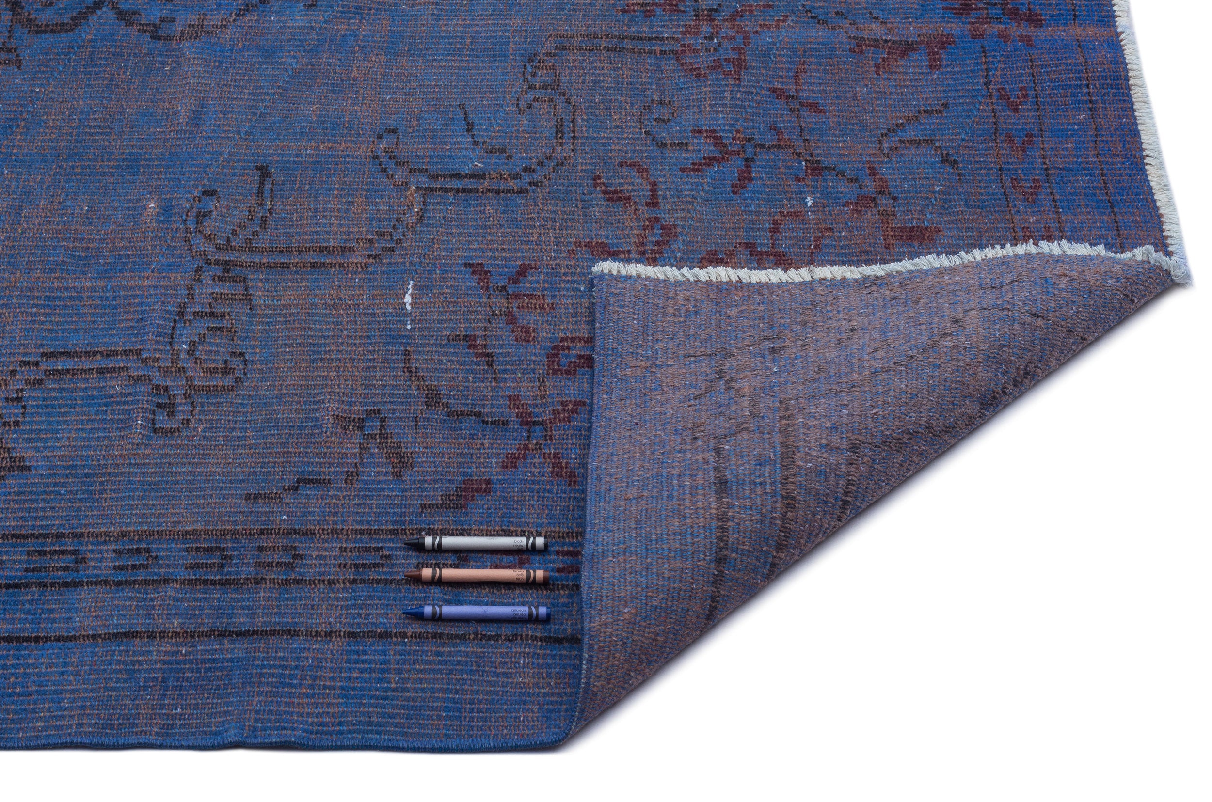Blue Over Dyed Vintage Rug 4'10'' x 8'7'' ft 148 x 262 cm