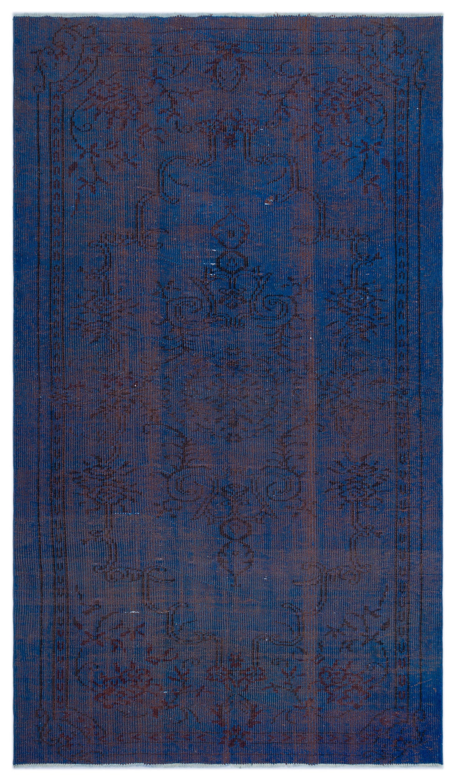 Blue Over Dyed Vintage Rug 4'10'' x 8'7'' ft 148 x 262 cm