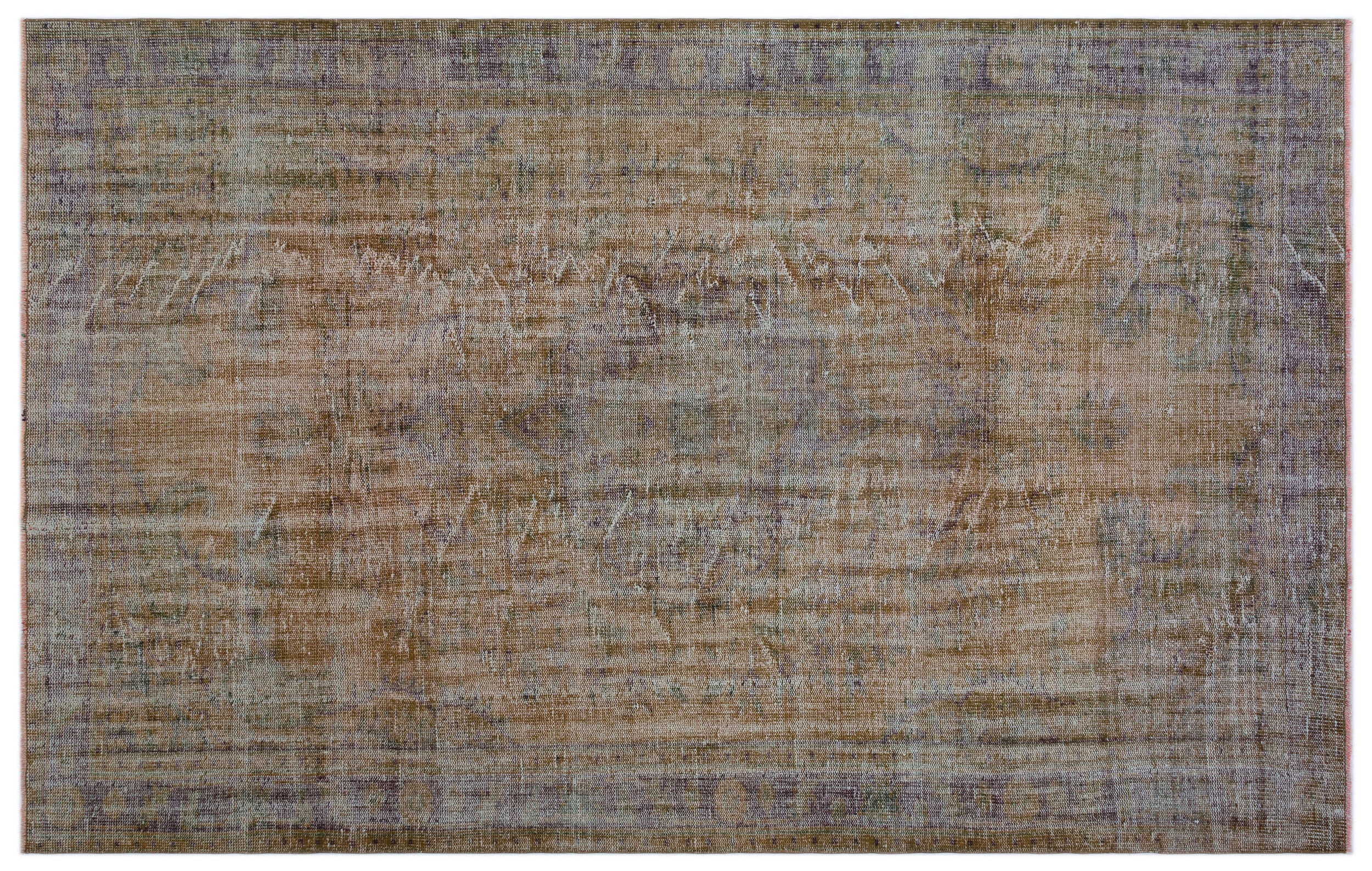 Brown Over Dyed Vintage Rug 6'1'' x 9'8'' ft 186 x 294 cm
